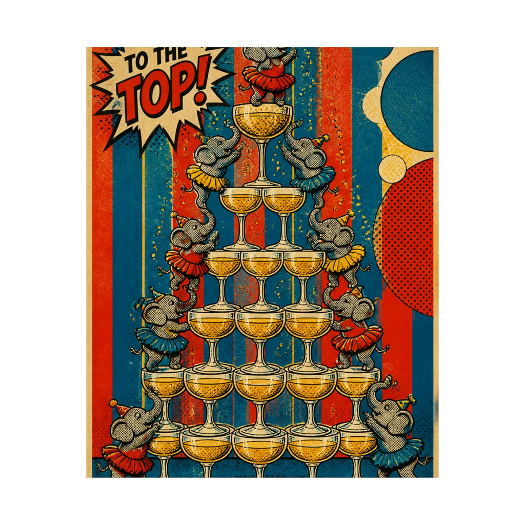 Champagne Tower Elephants Wall Art Poster 24×36 Pop Art Restaurant Decor Maximalist Print