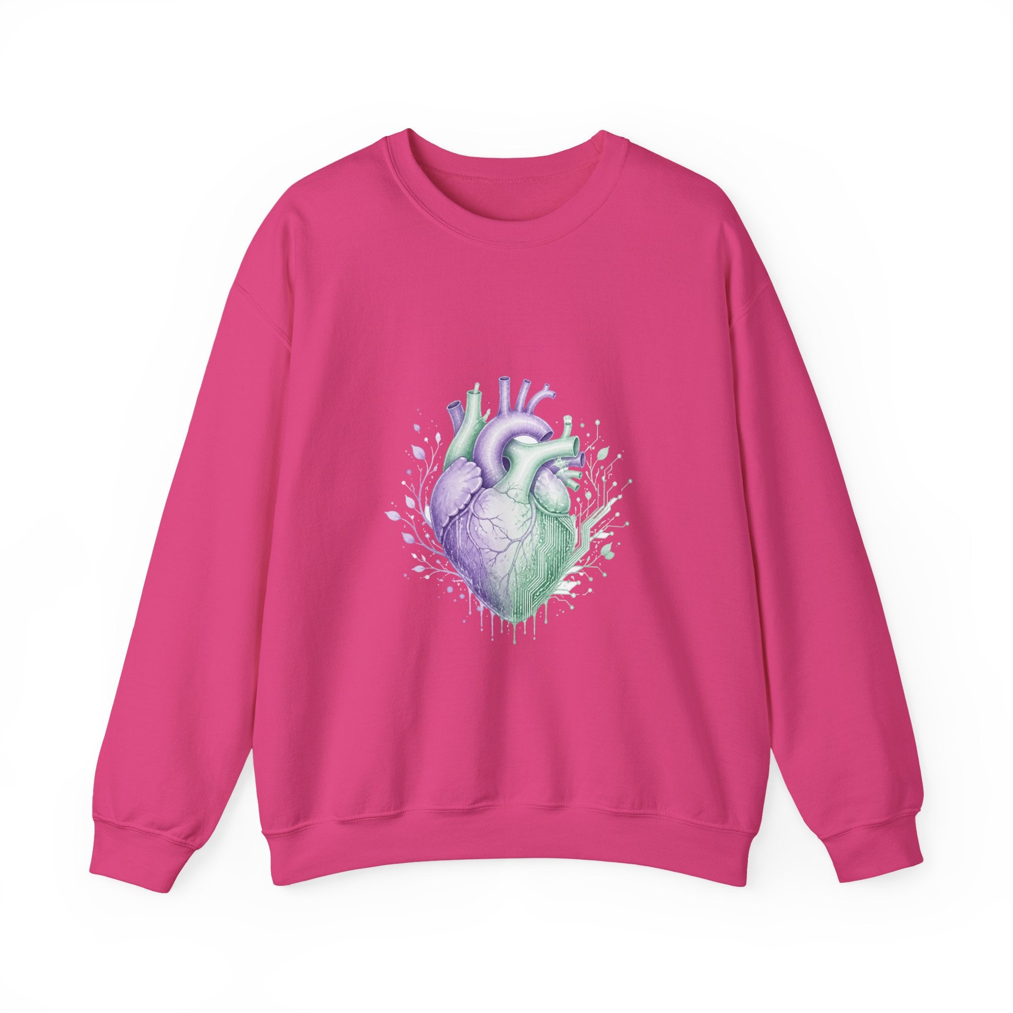 Matching Couple Sweatshirt - Robot & Heart Matching Couple Premium Fleece Sweatshirt Watercolor Art His Hers Birthday Gift - Design B