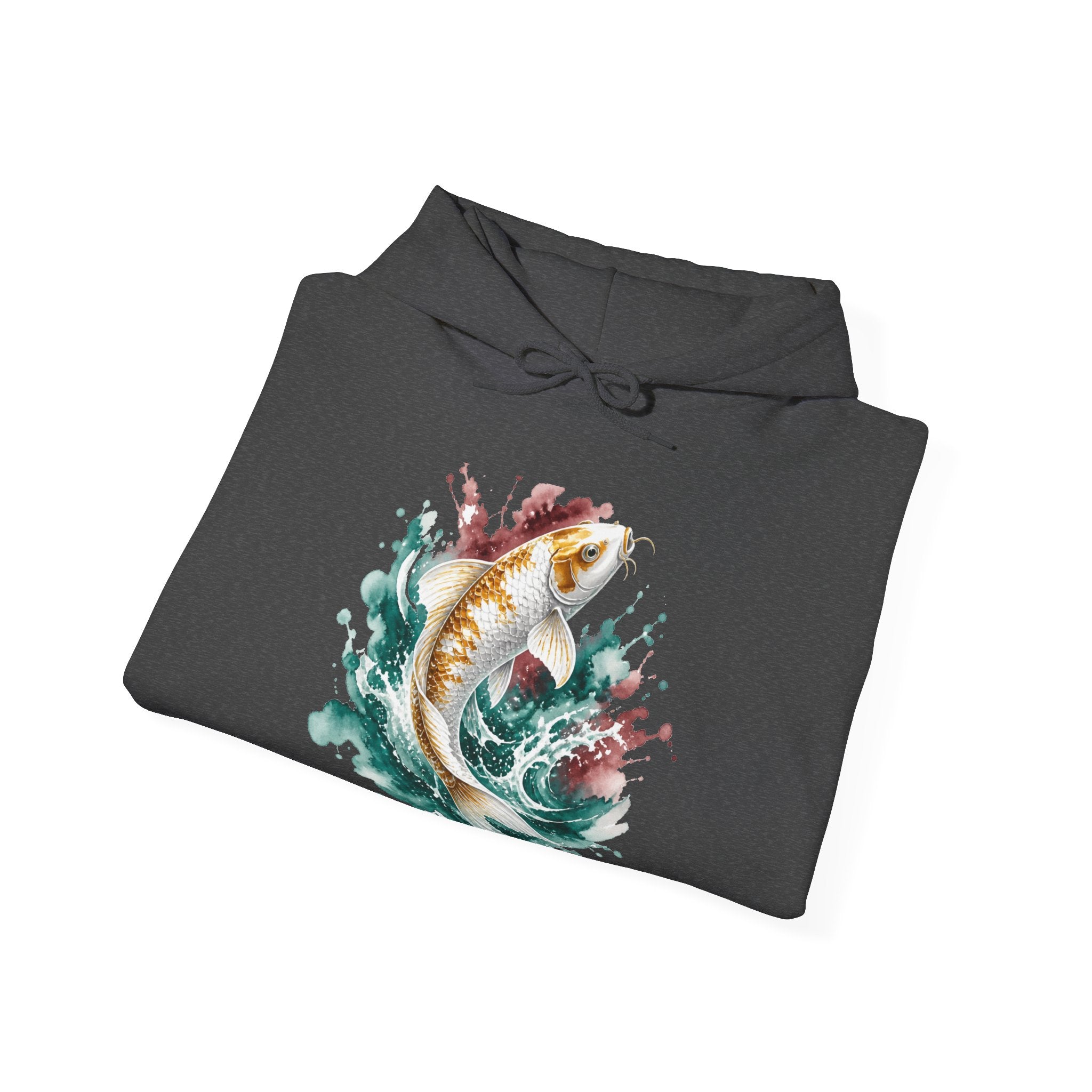 Matching Couple Sweatshirt - Koi Fish Yin Yang Matching Couple Hooded Sweatshirt Watercolor Art His Hers Engagement Gift - Design A