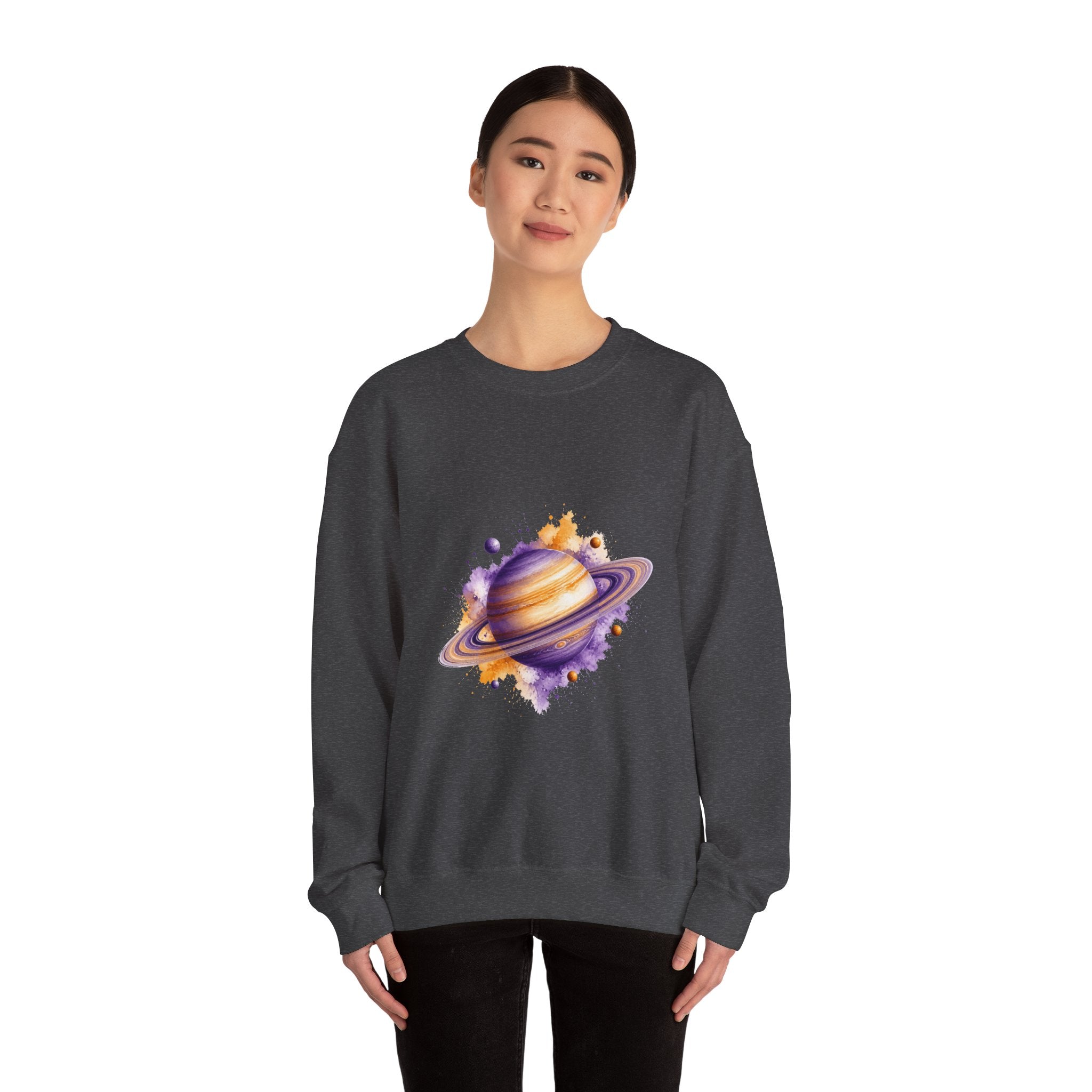 Matching Couple Sweatshirt - Saturn & Jupiter Matching Couple Comfort Colors Crew Watercolor Art His Hers Birthday Gift - Design A