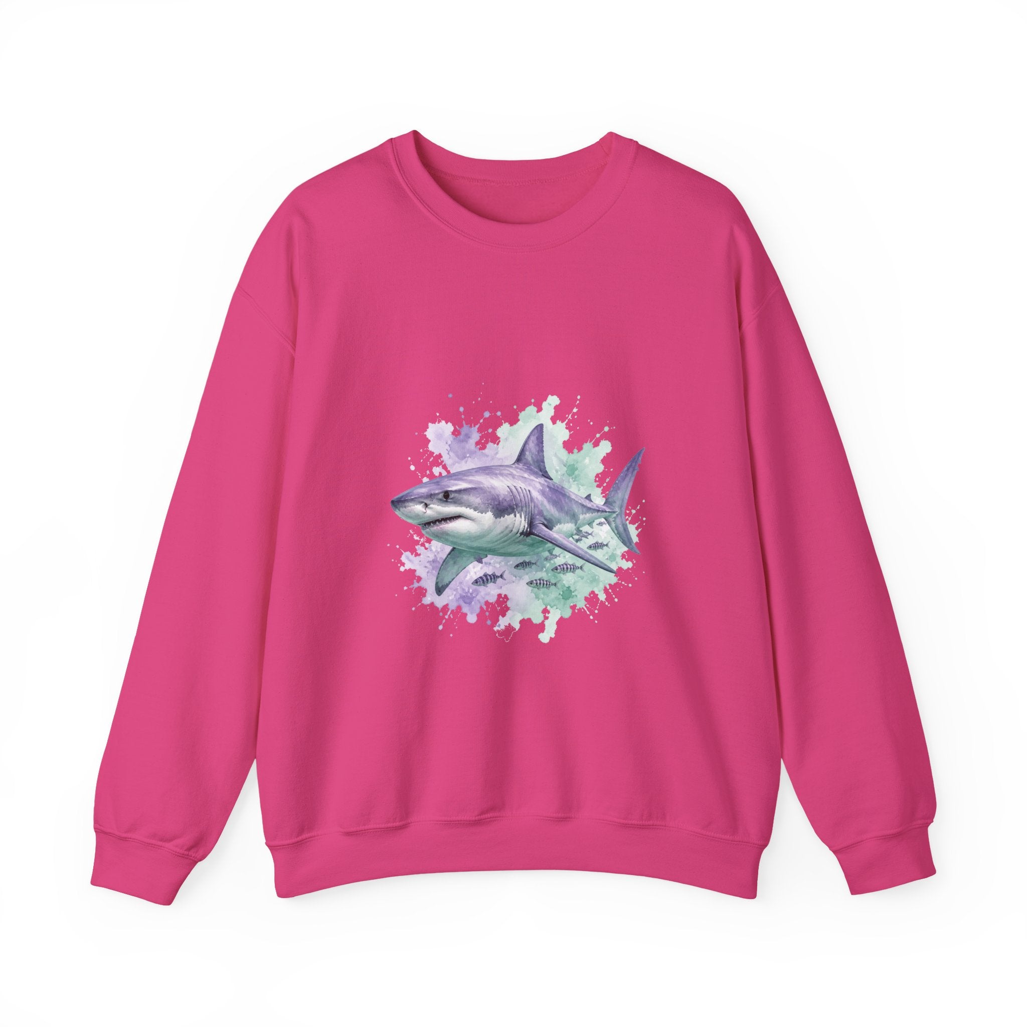 Matching Couple Sweatshirt - Shark & Dolphin Matching Couple Premium Fleece Sweatshirt Watercolor Art His Hers Birthday Gift - Design A