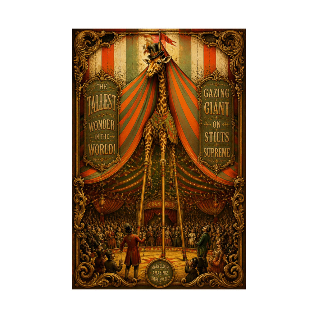Giraffe on Stilts Wall Art Poster 24×36 Baroque Studio Decor Maximalist Print