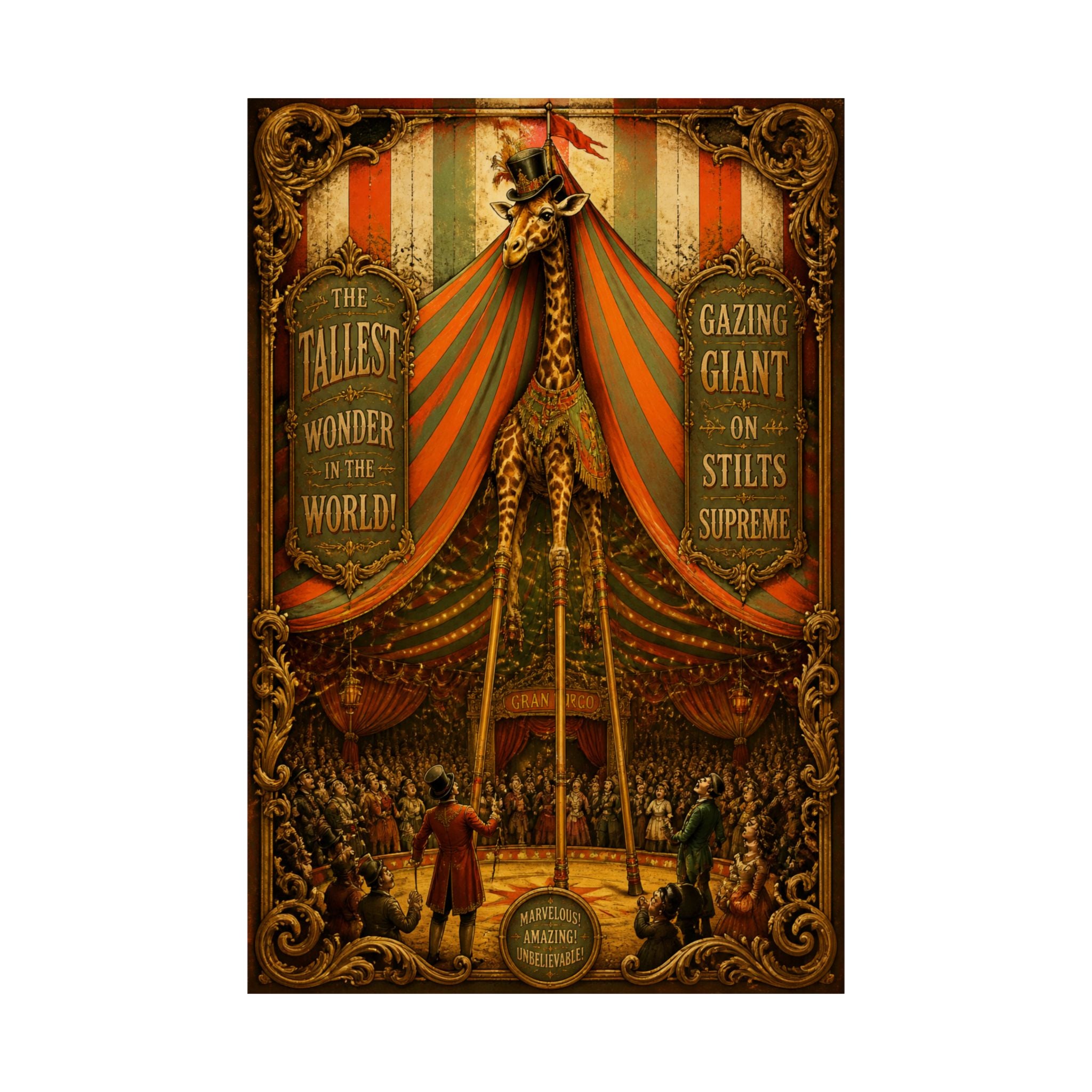 Giraffe on Stilts Wall Art Poster 24×36 Baroque Studio Decor Maximalist Print