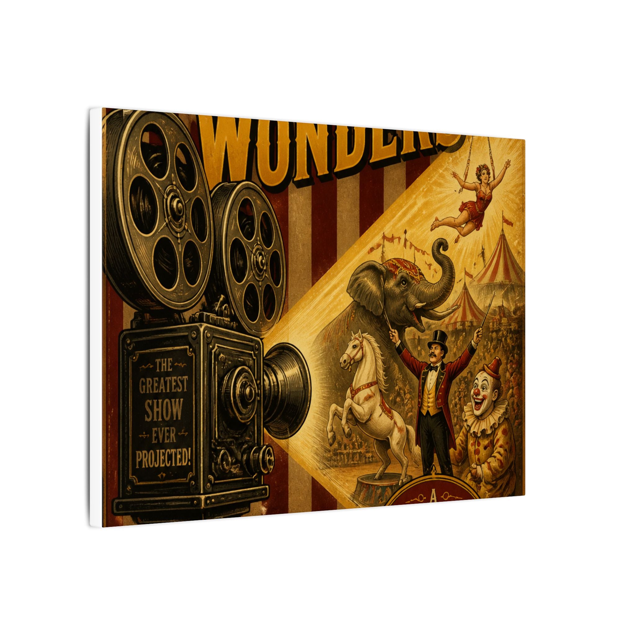 Film Camera Projector Show Wall Art Canvas 24×36 Vintage Circus Bedroom Decor Maximalist Print