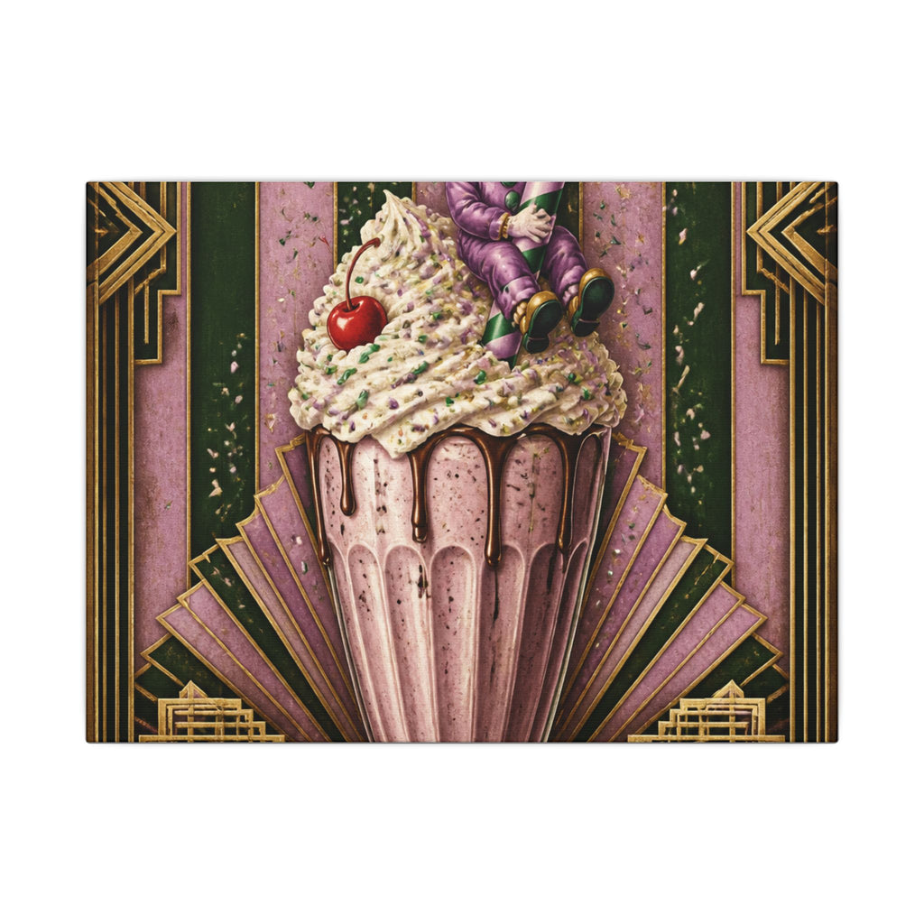 Milkshake Slide Clown Wall Art Canvas 16×20 Art Deco Entryway Decor Maximalist Print