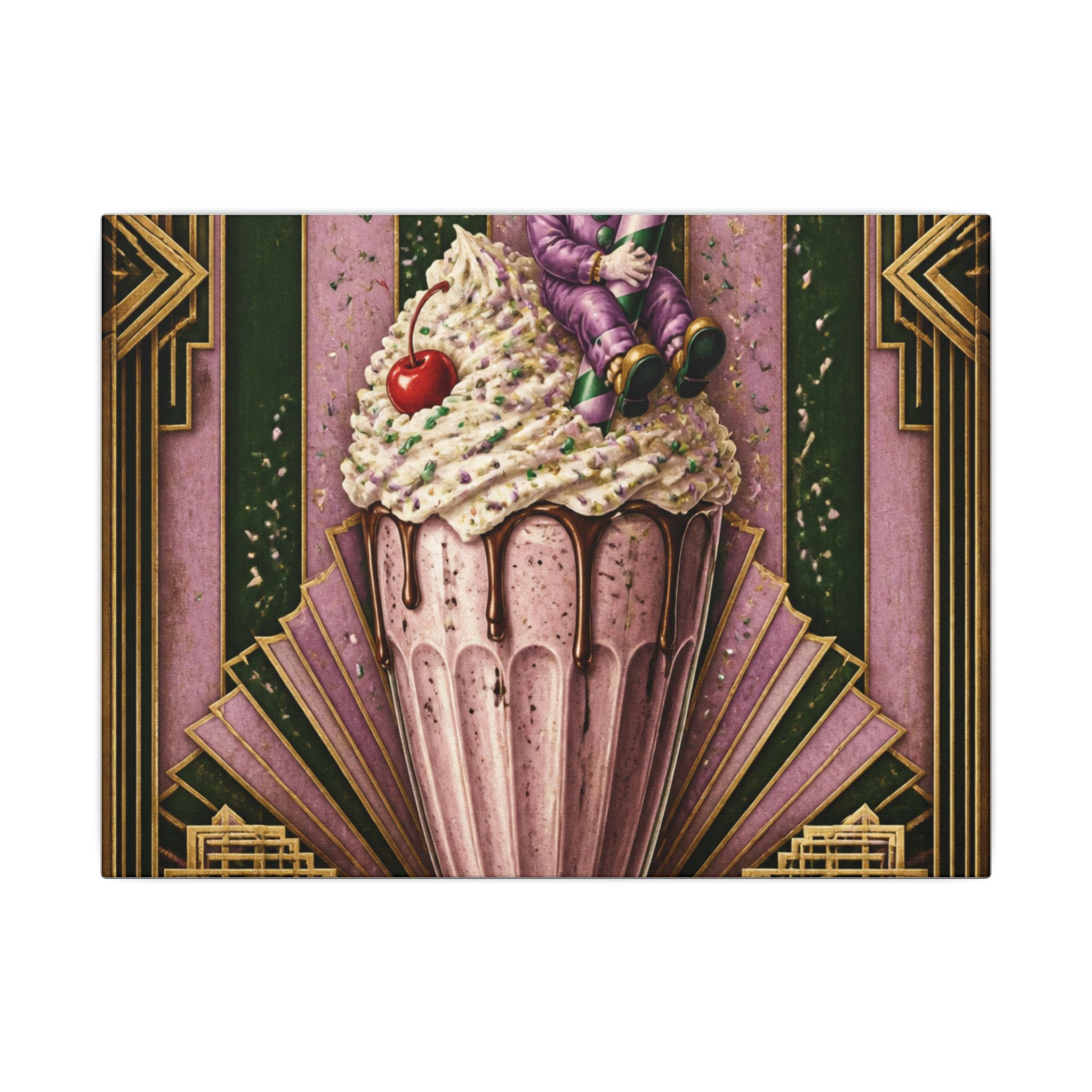 Milkshake Slide Clown Wall Art Canvas 16×20 Art Deco Entryway Decor Maximalist Print