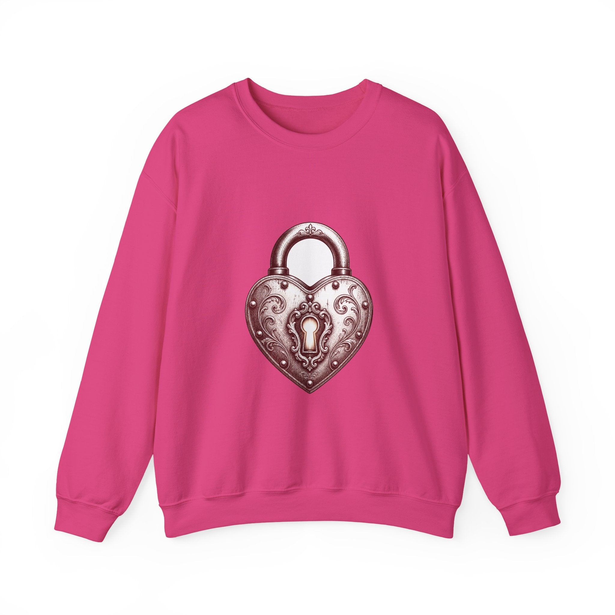 Matching Couple Sweatshirt - Key & Lock Matching Couple Premium Fleece Sweatshirt Hand-Drawn Art His Hers Anniversary Gift - Design B
