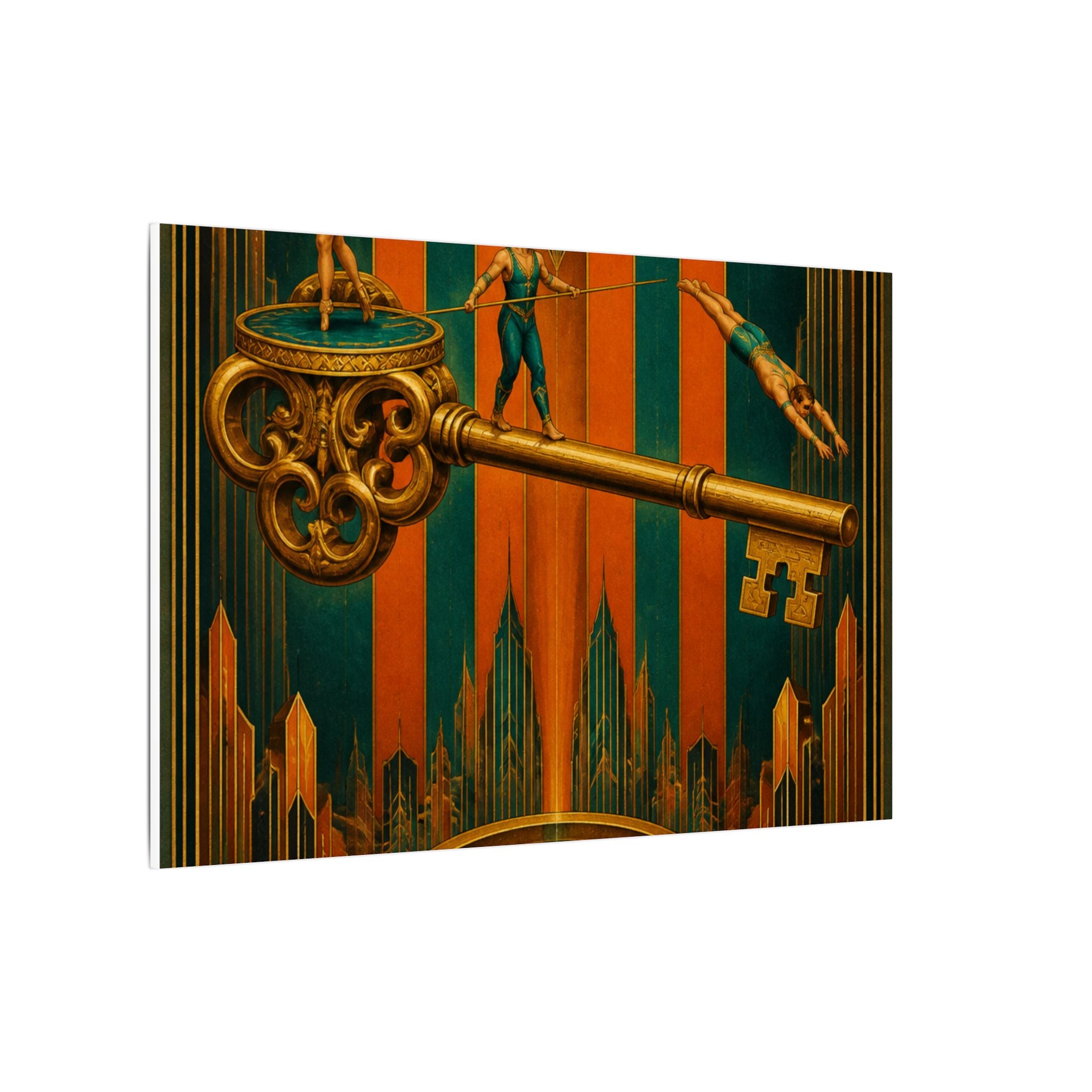 Giant Key Performance Wall Art Canvas 16×20 Art Deco Entryway Decor Maximalist Print