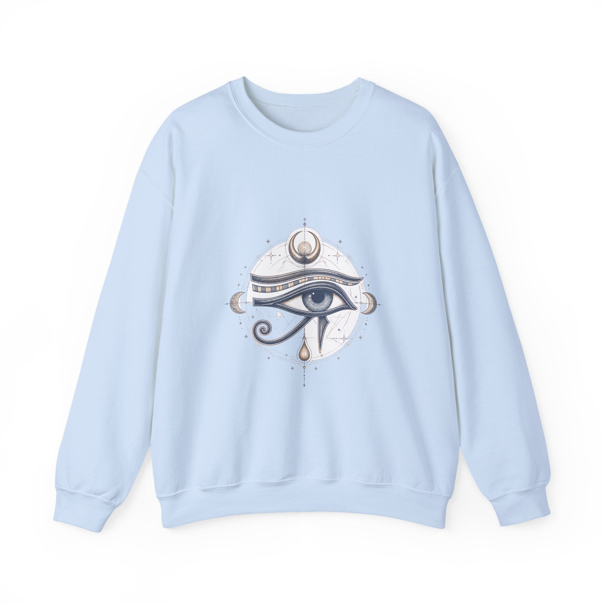 Matching Couple Sweatshirt - Eye of Ra & Horus Matching Couple Crewneck Sweatshirt Hand-Drawn Art His Hers Best Friend Gift - Design B