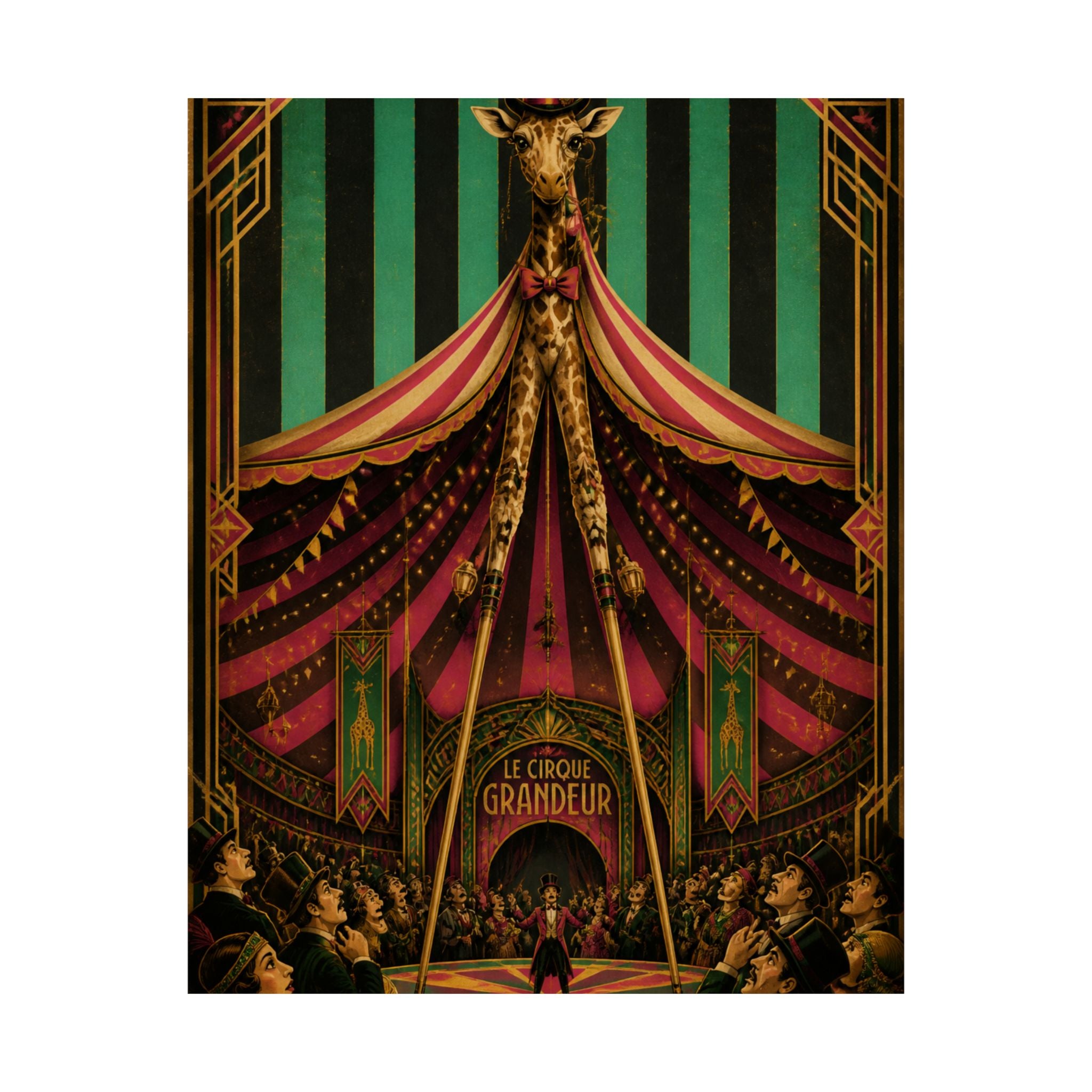 Giraffe on Stilts Wall Art Poster 18×24 Art Deco Entryway Decor Maximalist Print