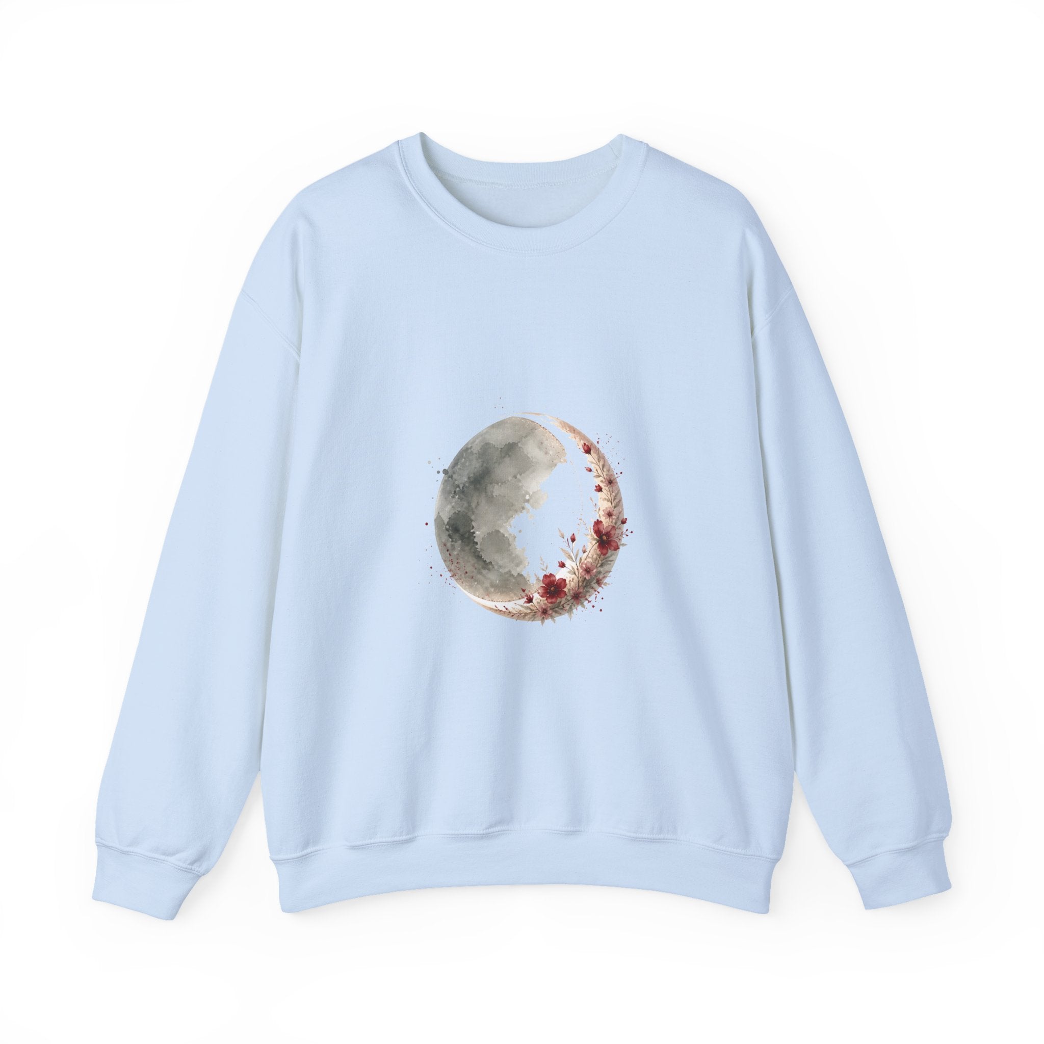 Matching Couple Sweatshirt - Waxing & Waning Moon Matching Couple Comfort Colors Crew Watercolor Art His Hers Birthday Gift - Design A