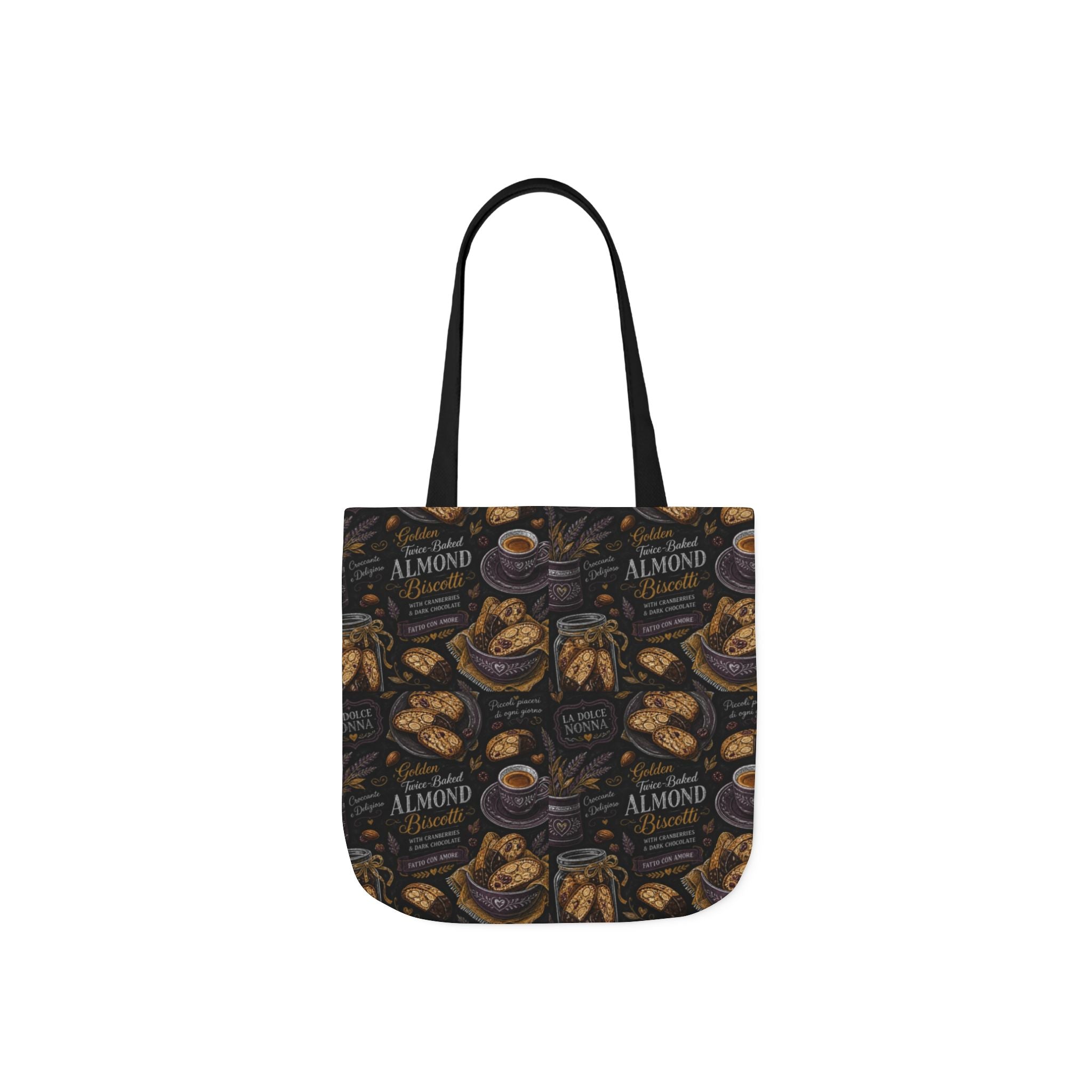 Almond Biscotti Canvas Tote Bag Mediterranean Kitchen Chalk Art Design Italian Cottagecore Gift
