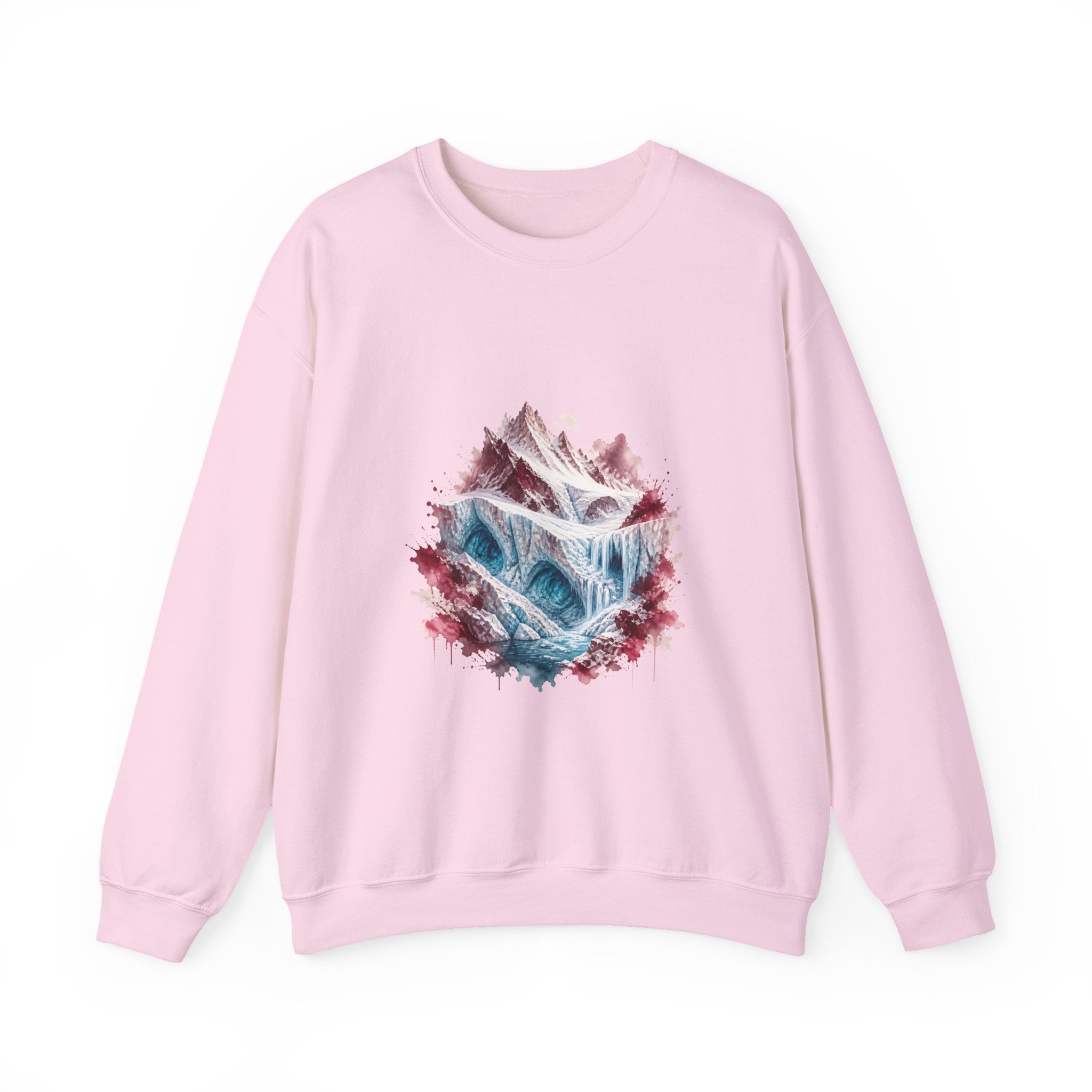 Matching Couple Sweatshirt - Volcano & Glacier Matching Couple Comfort Colors Crew Watercolor Art His Hers Birthday Gift - Design B