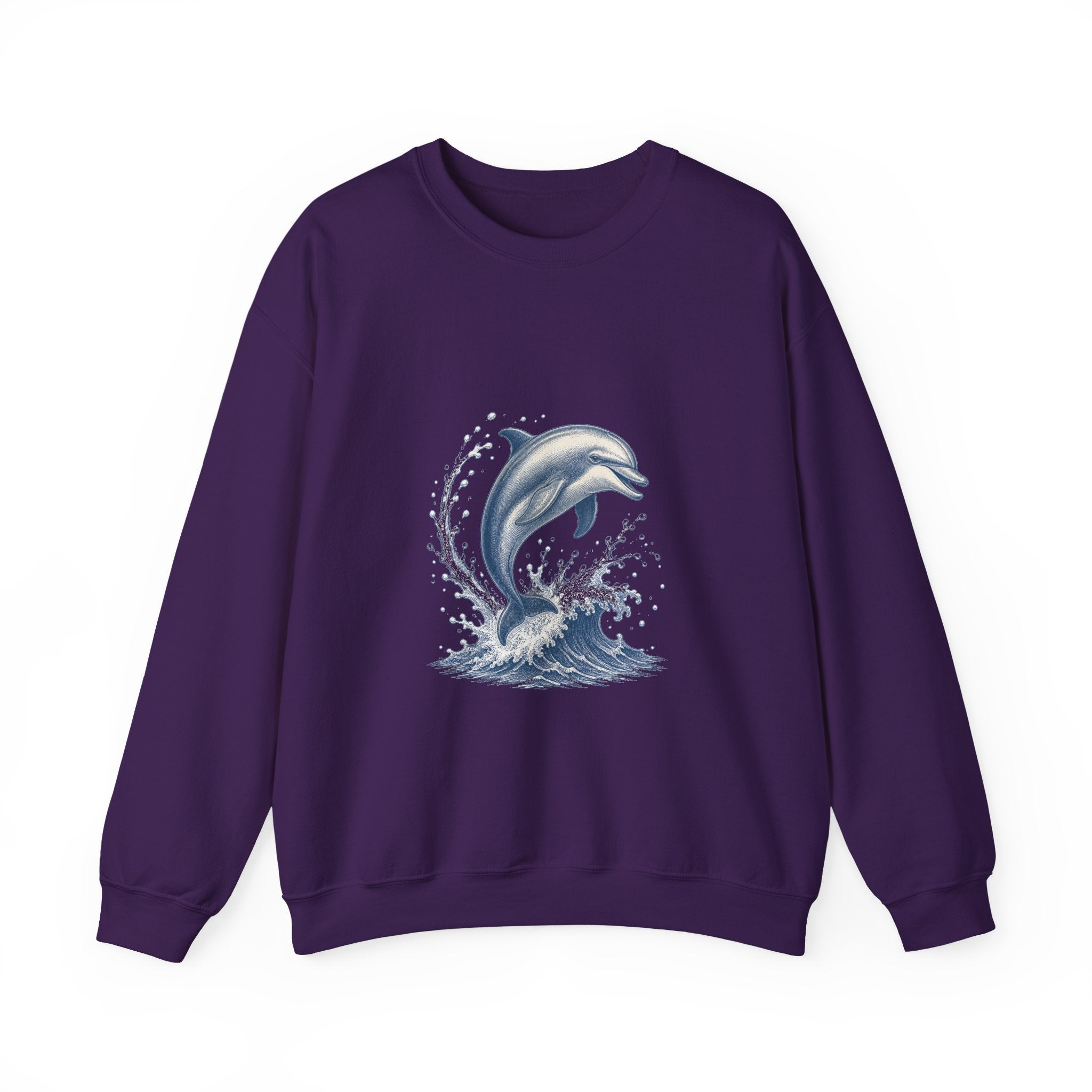 Matching Couple Sweatshirt - Shark & Dolphin Matching Couple Premium Fleece Sweatshirt Vintage Art His Hers Honeymoon Gift - Design B