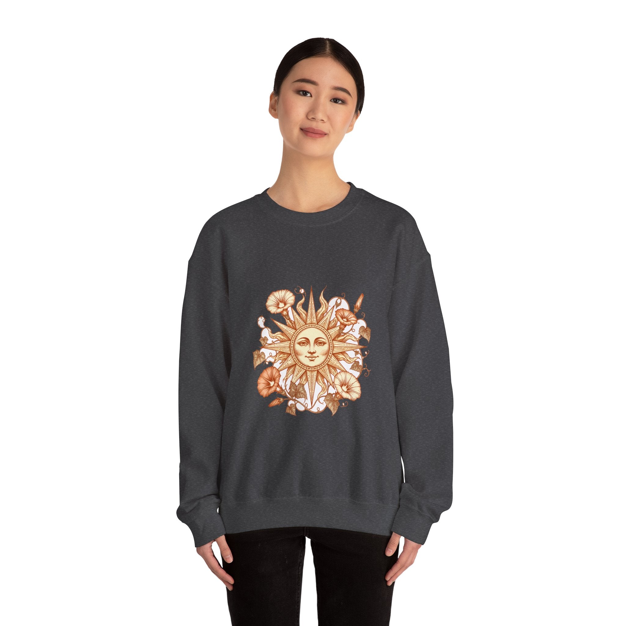Matching Couple Sweatshirt - Sun & Moon Matching Couple Comfort Colors Crew Hand-Drawn Art His Hers Anniversary Gift - Design B