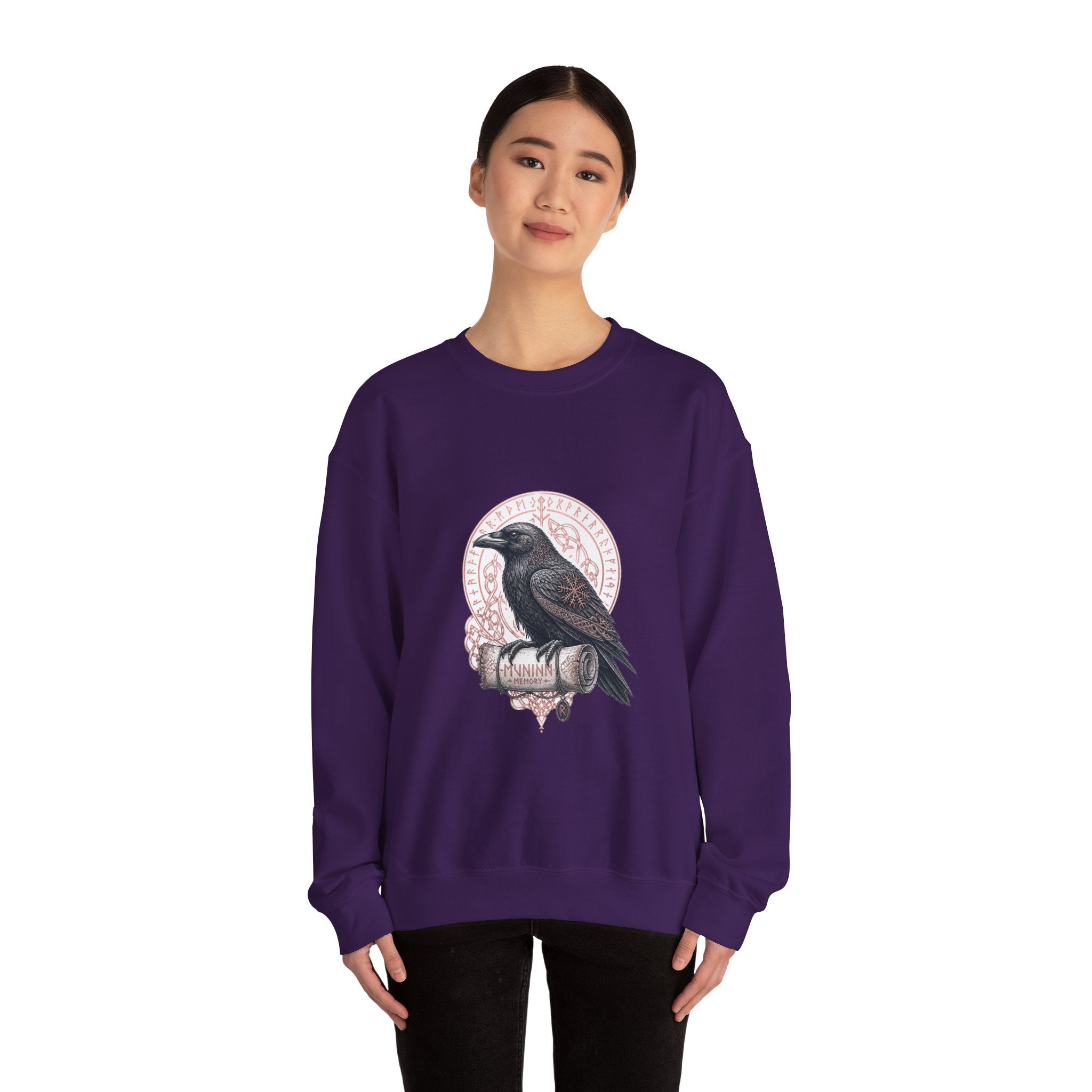 Matching Couple Sweatshirt - Huginn & Muninn Matching Couple Comfort Colors Crew Hand-Drawn Art His Hers Anniversary Gift - Design B