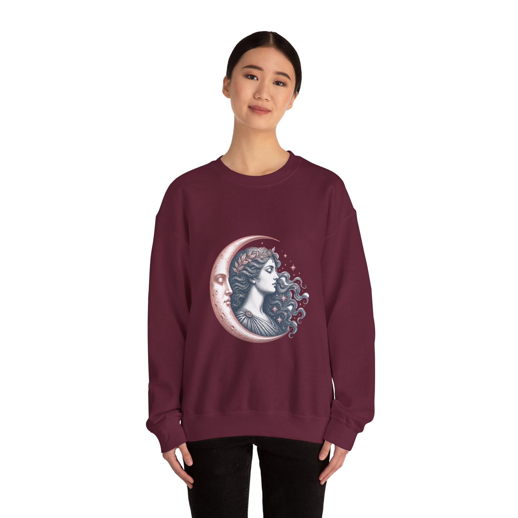 Matching Couple Sweatshirt - Helios & Selene Matching Couple Premium Fleece Sweatshirt Vintage Art His Hers Honeymoon Gift - Design B