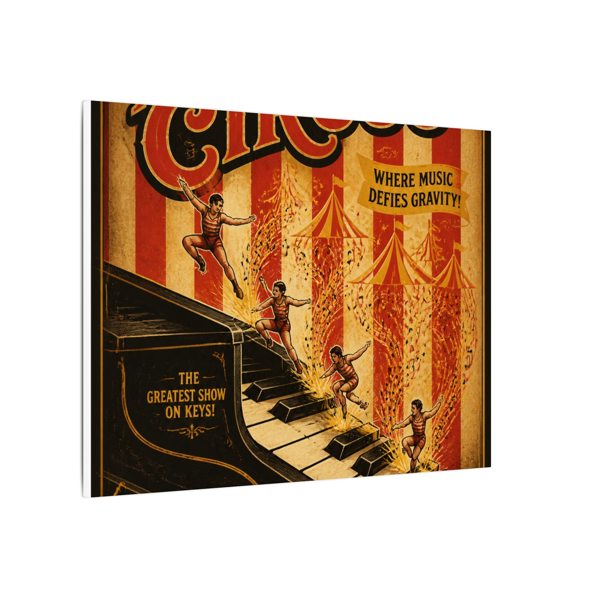 Grand Piano Acrobats Wall Art Canvas 24×36 Vintage Circus Bedroom Decor Maximalist Print