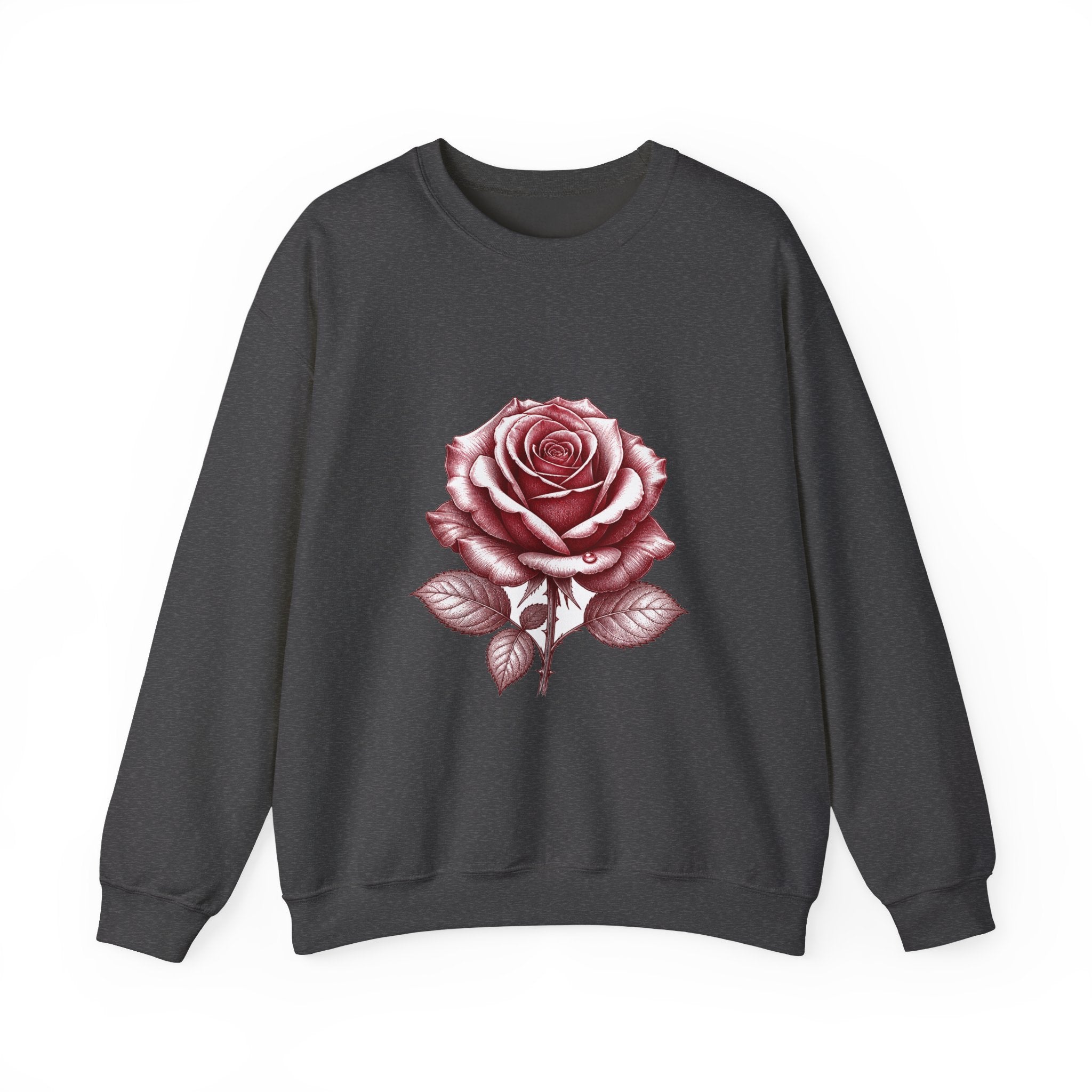 Matching Couple Sweatshirt - Rose & Thorn Matching Couple Crewneck Sweatshirt Hand-Drawn Art His Hers Best Friend Gift - Design A