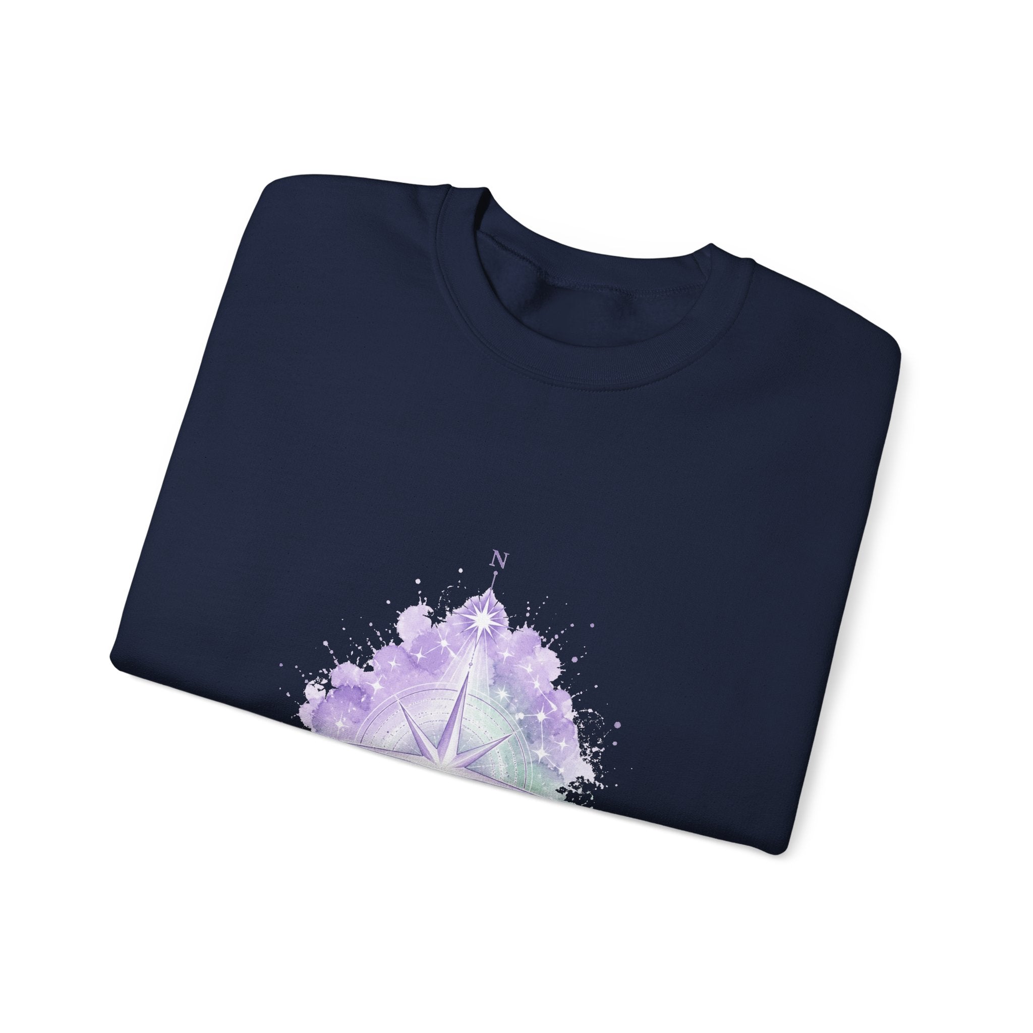 Matching Couple Sweatshirt - Shooting Star & North Star Matching Couple Crewneck Sweatshirt Watercolor Art His Hers Engagement Gift - Design B