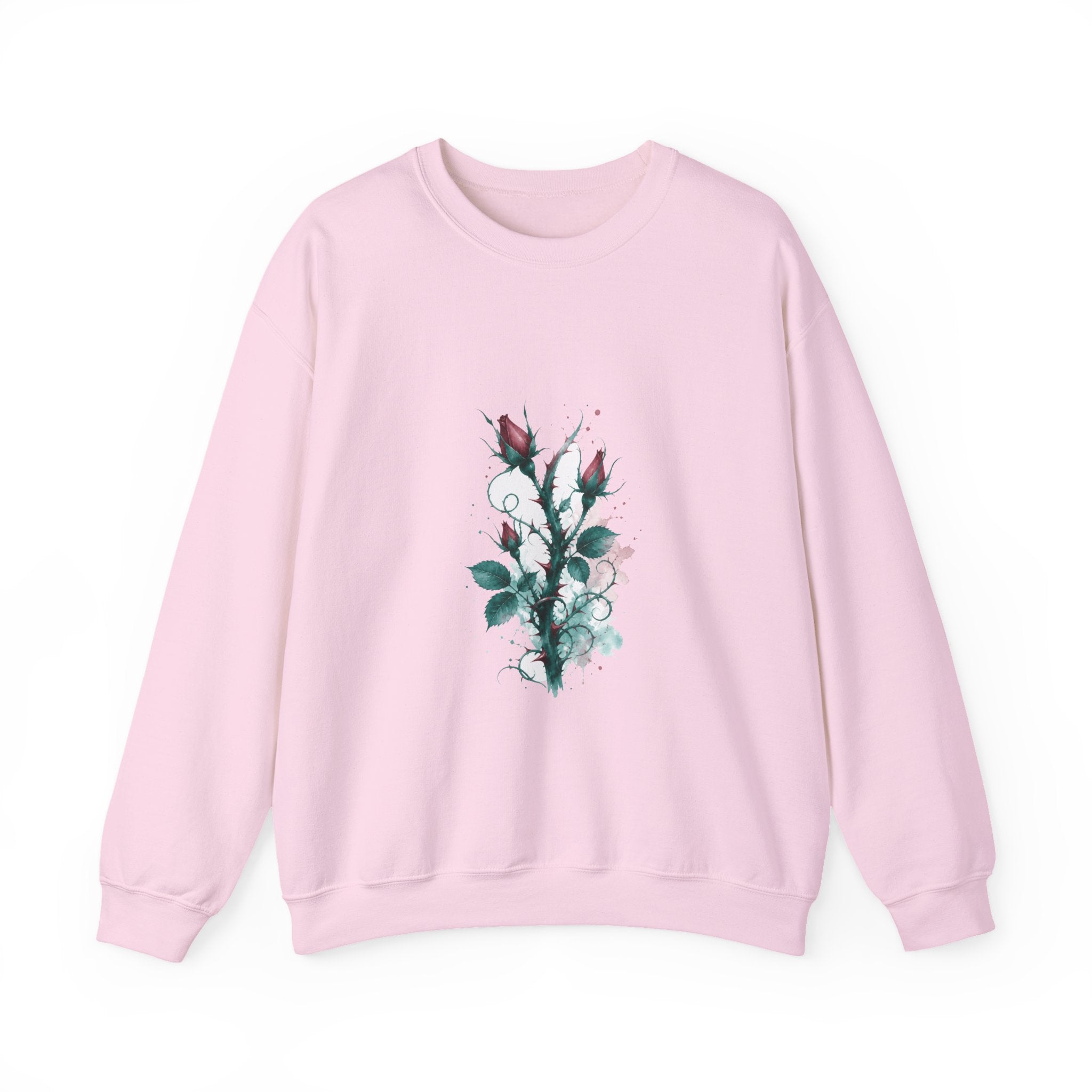 Matching Couple Sweatshirt - Rose & Thorn Matching Couple Crewneck Sweatshirt Watercolor Art His Hers Engagement Gift - Design B
