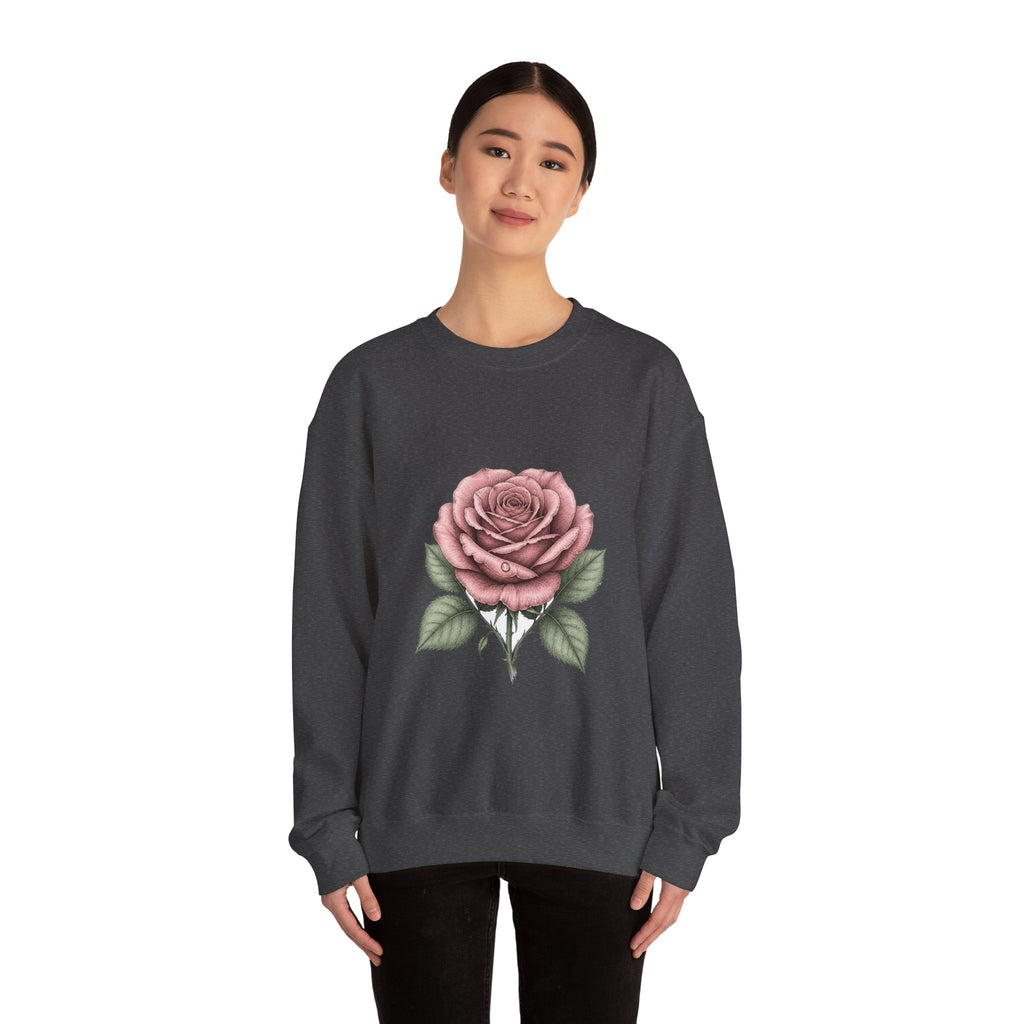 Matching Couple Sweatshirt - Rose & Thorn Matching Couple Comfort Colors Crew Hand-Drawn Art His Hers Anniversary Gift - Design A