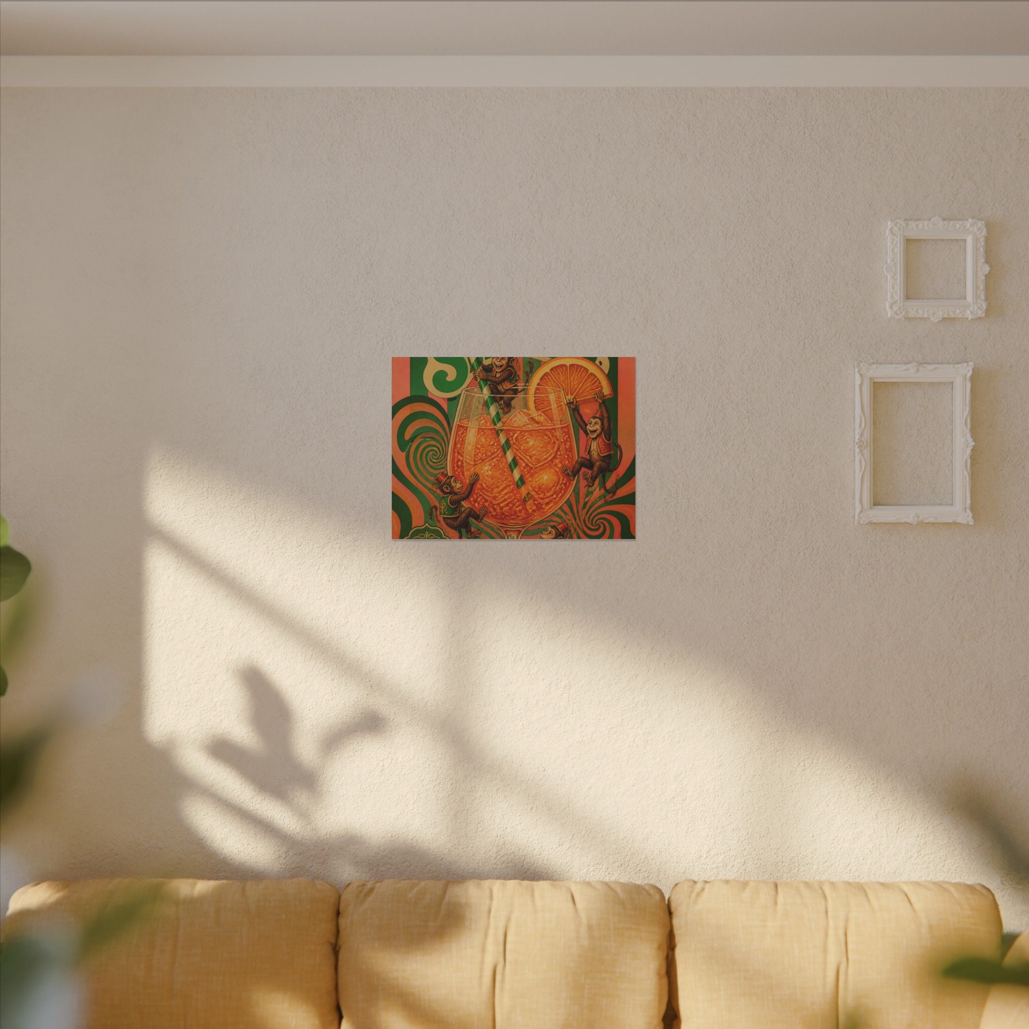 Aperol Spritz Monkeys Wall Art Canvas 16×20 Psychedelic Cafe Decor Maximalist Print