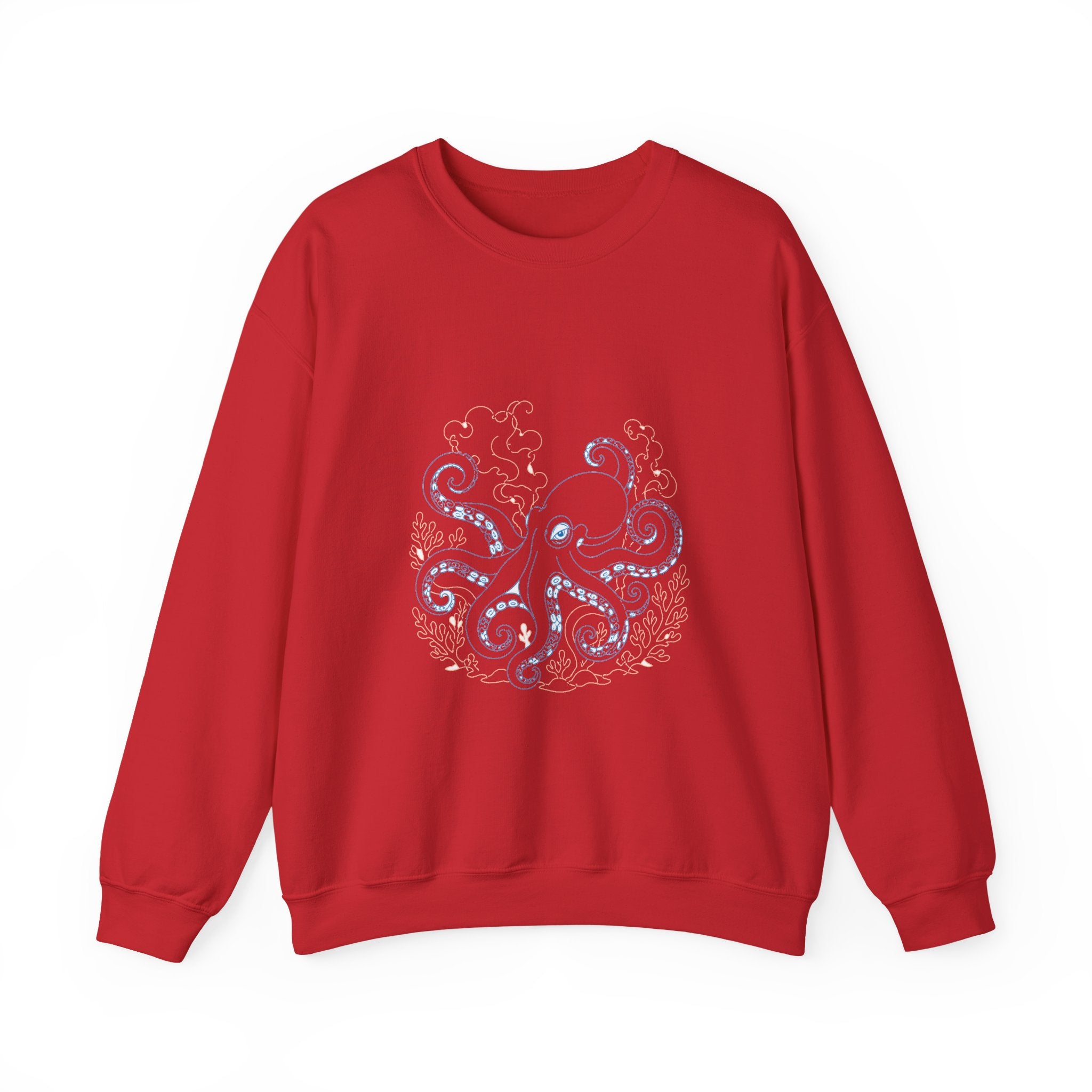 Matching Couple Sweatshirt - Octopus & Jellyfish Matching Couple Premium Fleece Sweatshirt Minimalist Art His Hers Christmas Gift - Design A