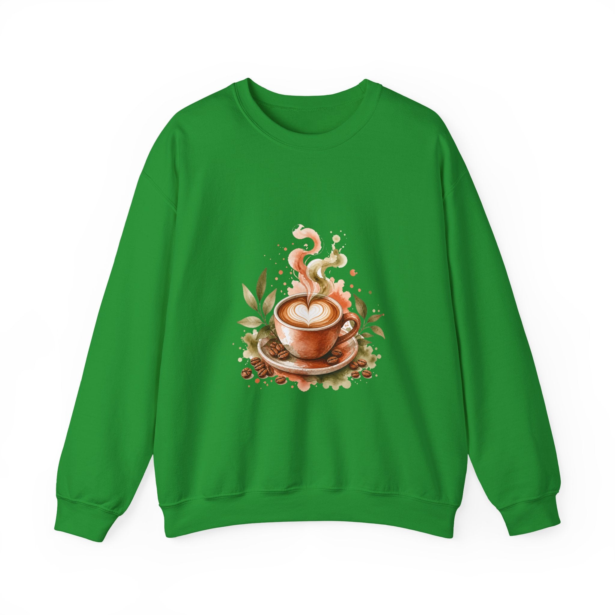 Matching Couple Sweatshirt - Coffee & Tea Matching Couple Crewneck Sweatshirt Watercolor Art His Hers Engagement Gift - Design A