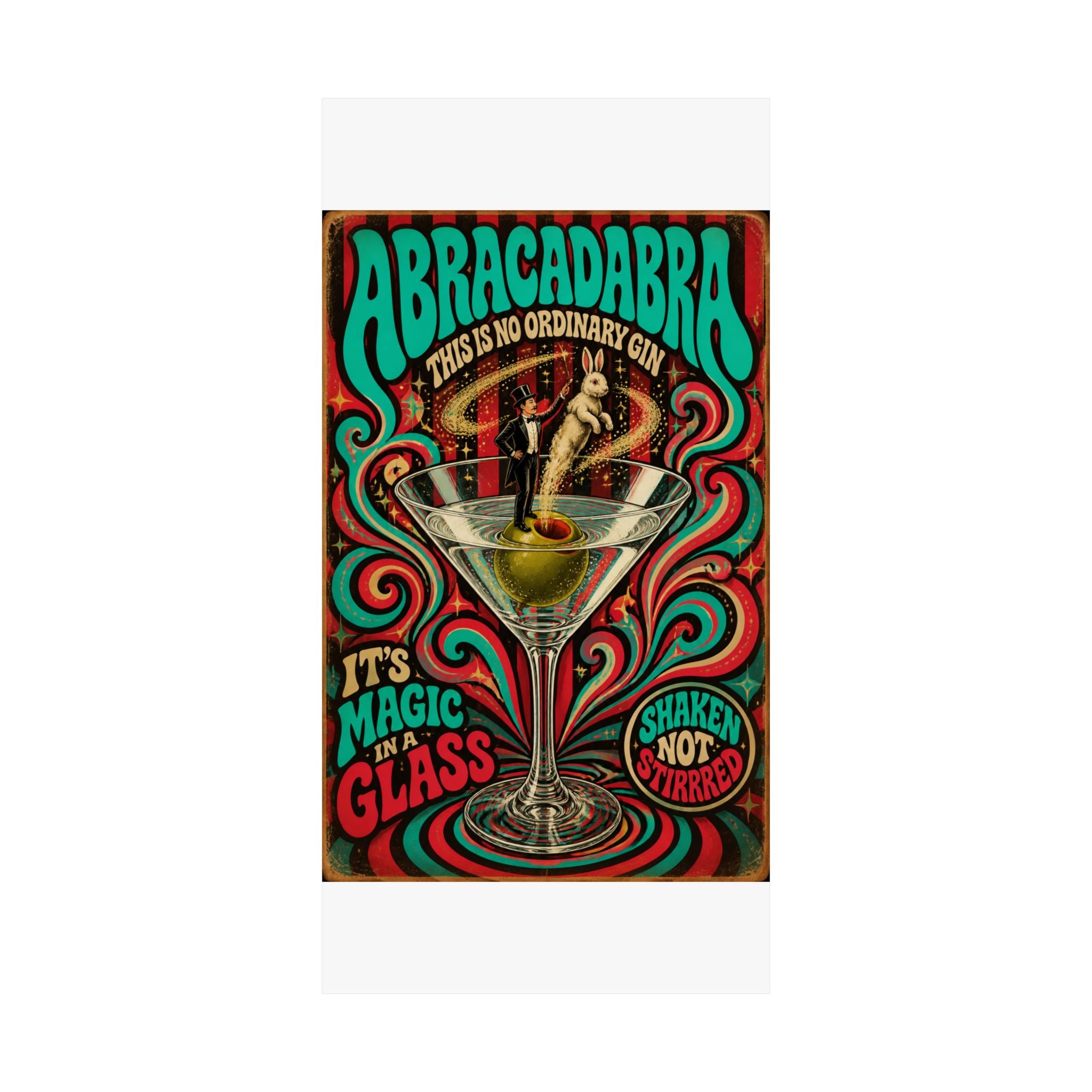 Martini Magician Wall Art Poster 24×36 Psychedelic Dining Room Decor Maximalist Print