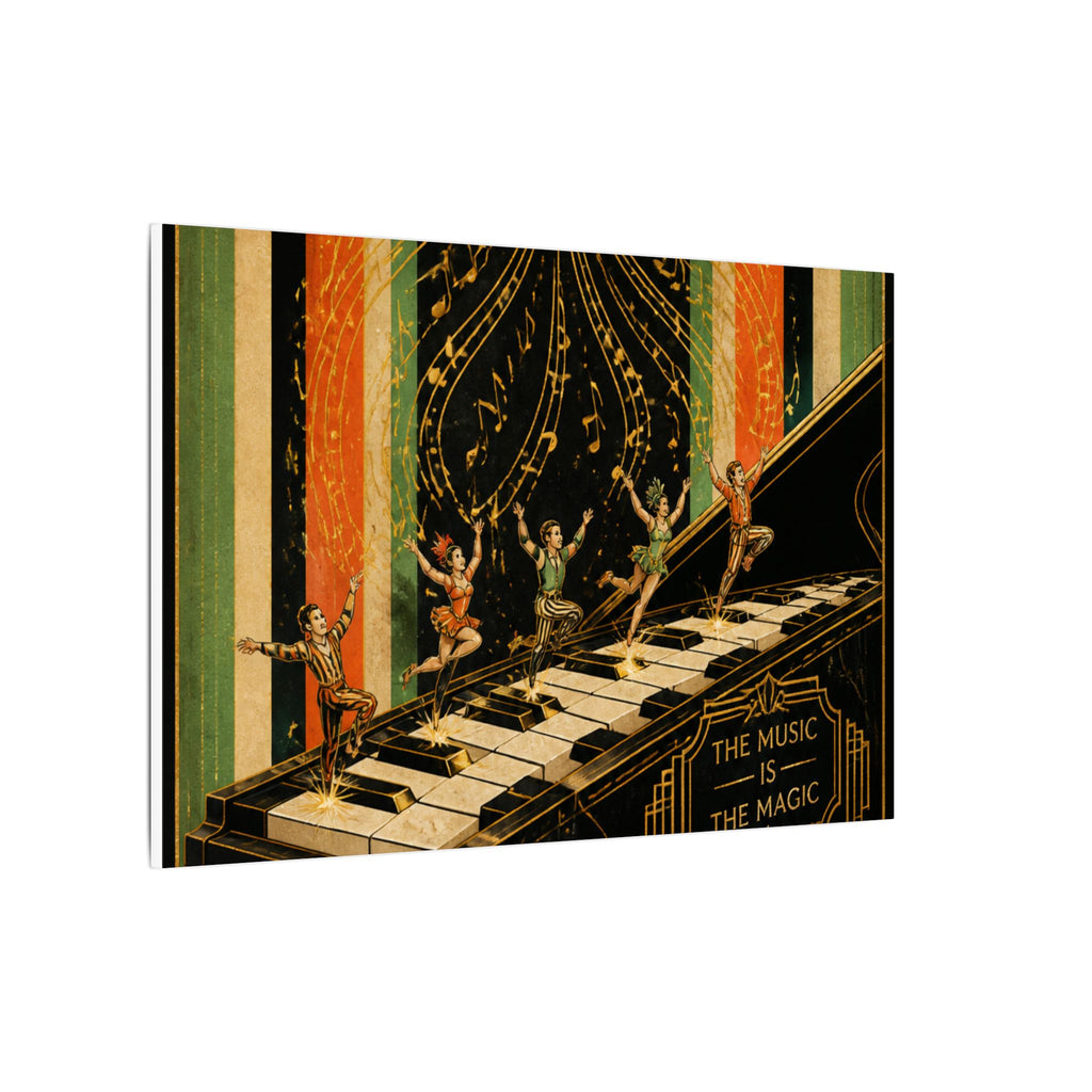 Grand Piano Acrobats Wall Art Canvas 16×20 Art Deco Entryway Decor Maximalist Print