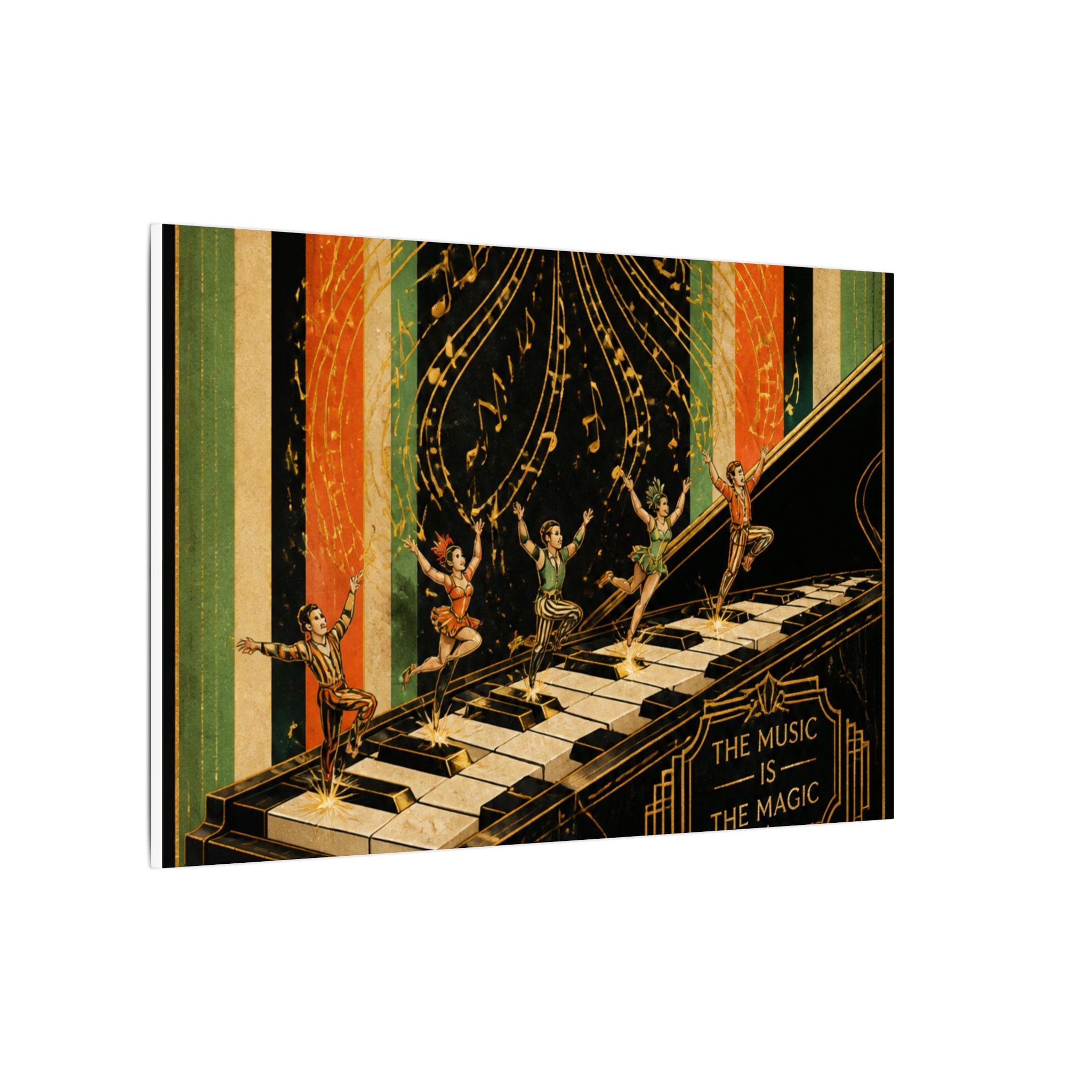 Grand Piano Acrobats Wall Art Canvas 16×20 Art Deco Entryway Decor Maximalist Print