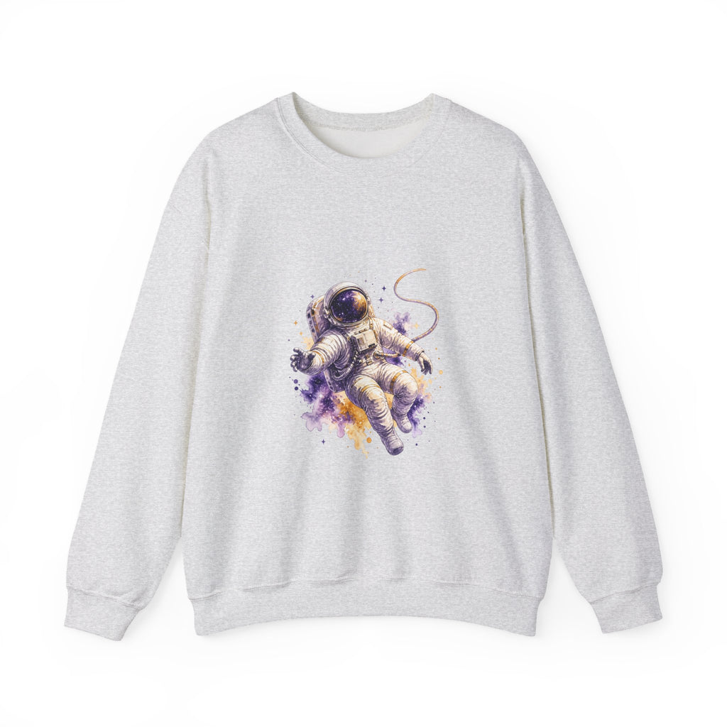 Matching Couple Sweatshirt - Astronaut & Planet Matching Couple Comfort Colors Crew Watercolor Art His Hers Birthday Gift - Design A