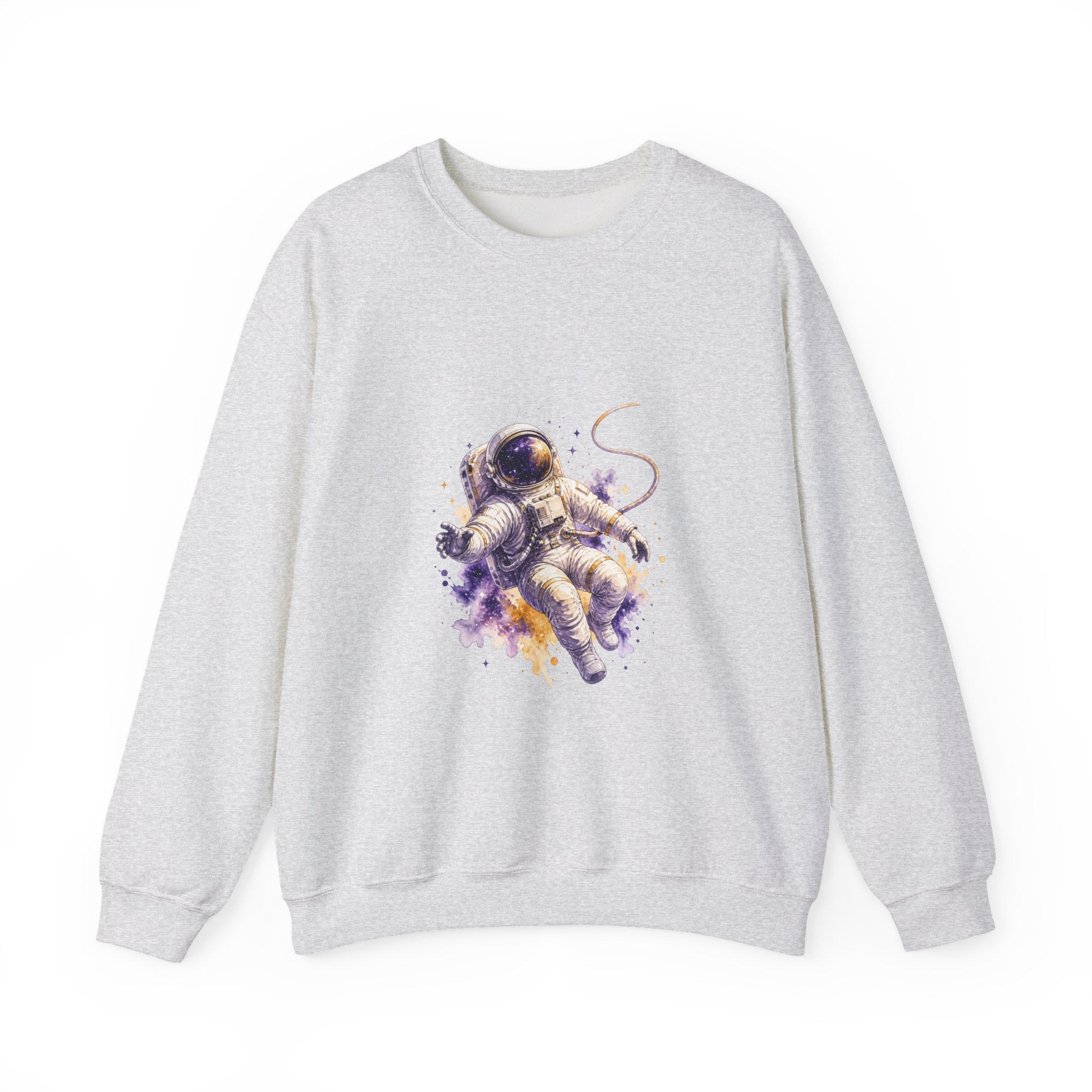 Matching Couple Sweatshirt - Astronaut & Planet Matching Couple Comfort Colors Crew Watercolor Art His Hers Birthday Gift - Design A