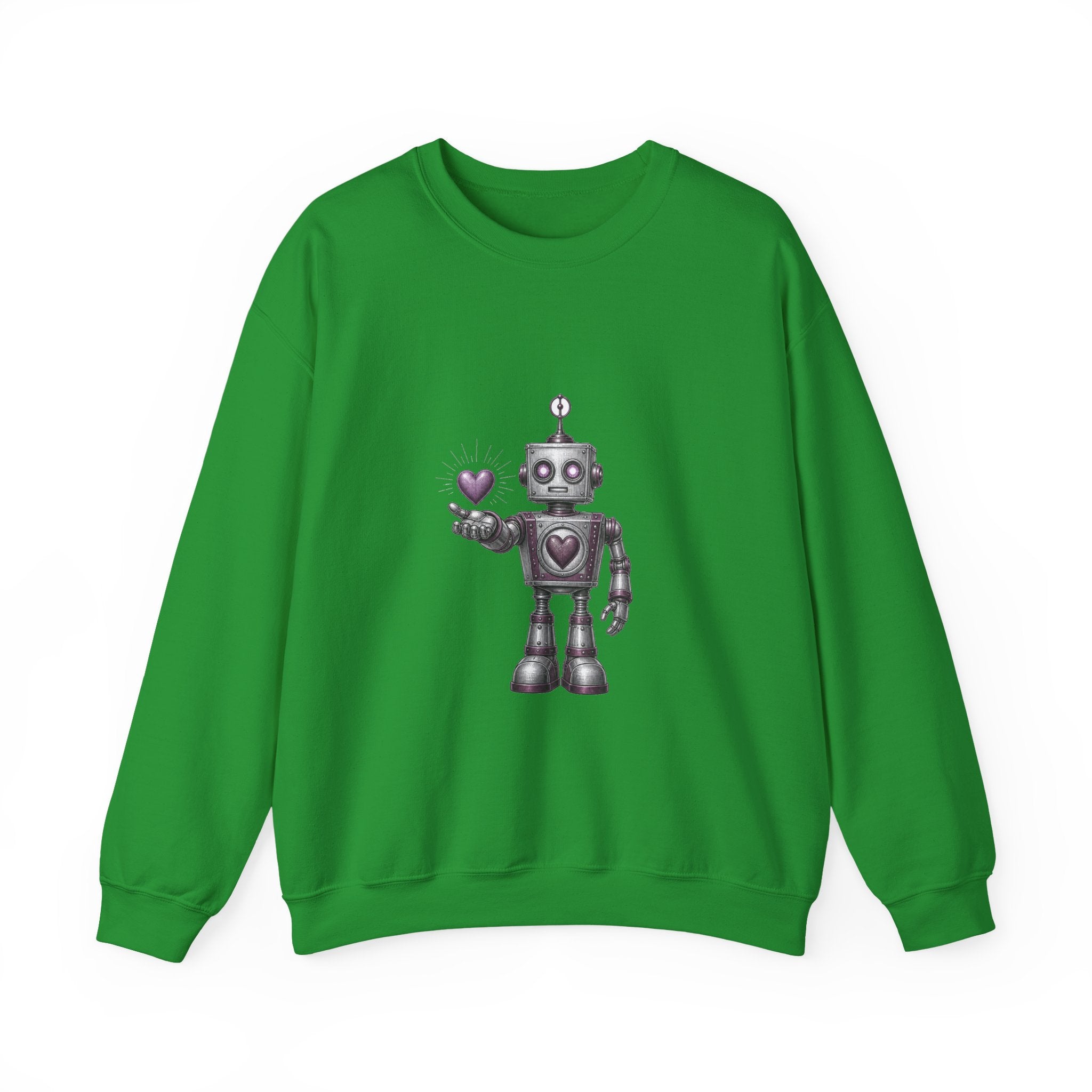 Matching Couple Sweatshirt - Robot & Heart Matching Couple Comfort Colors Crew Vintage Art His Hers Honeymoon Gift - Design A