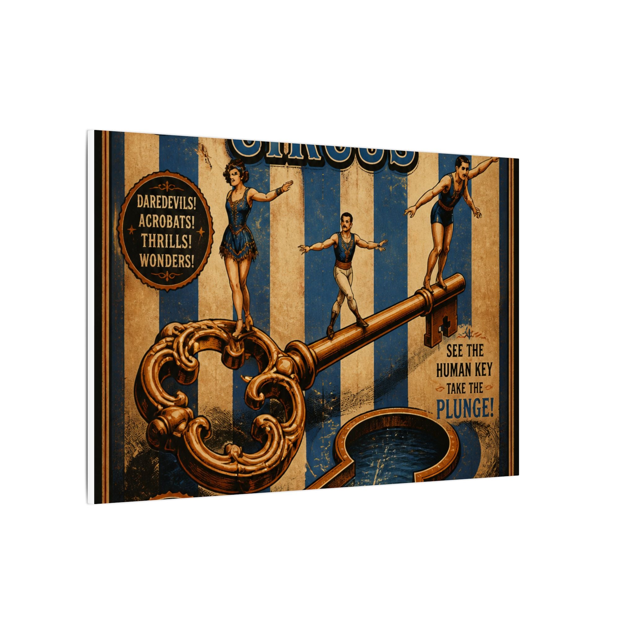 Giant Key Performance Wall Art Canvas 24×36 Vintage Circus Bedroom Decor Maximalist Print