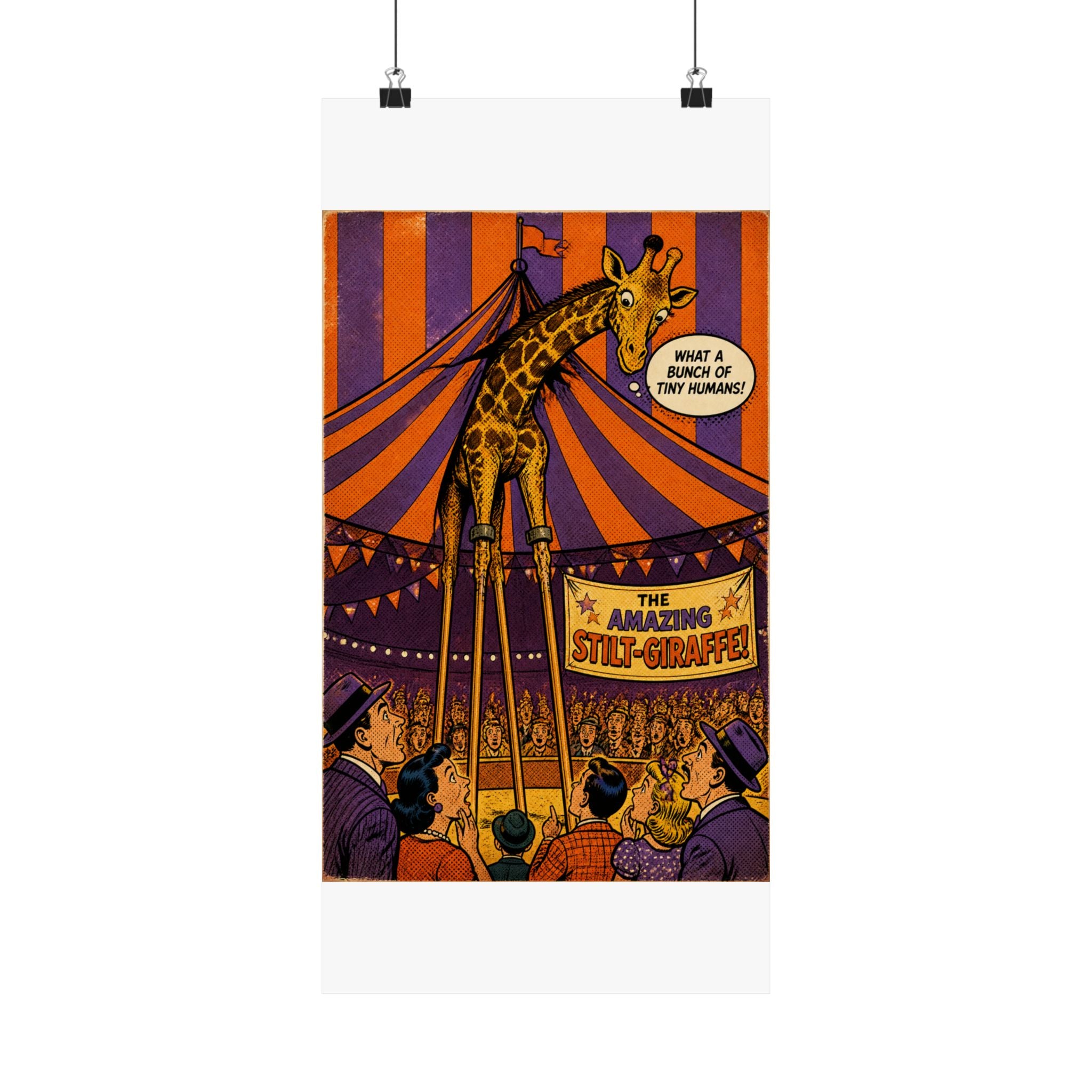 Giraffe on Stilts Wall Art Poster 18×24 Pop Art Living Room Decor Maximalist Print