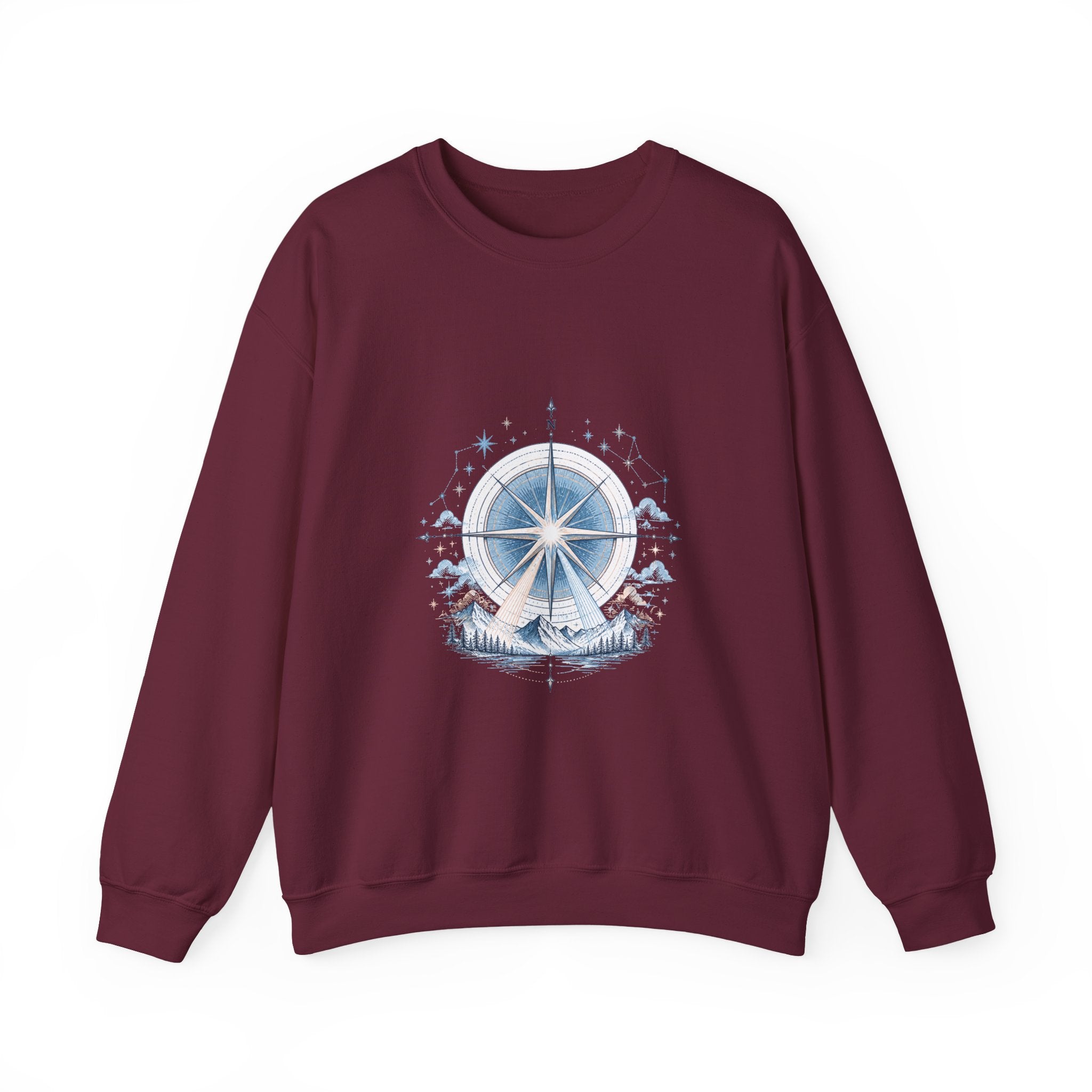 Matching Couple Sweatshirt - Shooting Star & North Star Matching Couple Premium Fleece Sweatshirt Hand-Drawn Art His Hers Anniversary Gift - Design B