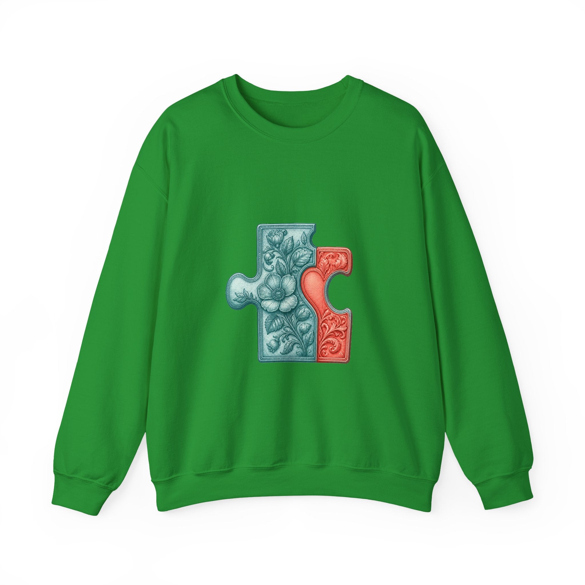 Matching Couple Sweatshirt - Puzzle Pieces Matching Couple Crewneck Sweatshirt Vintage Art His Hers Wedding Gift - Design A