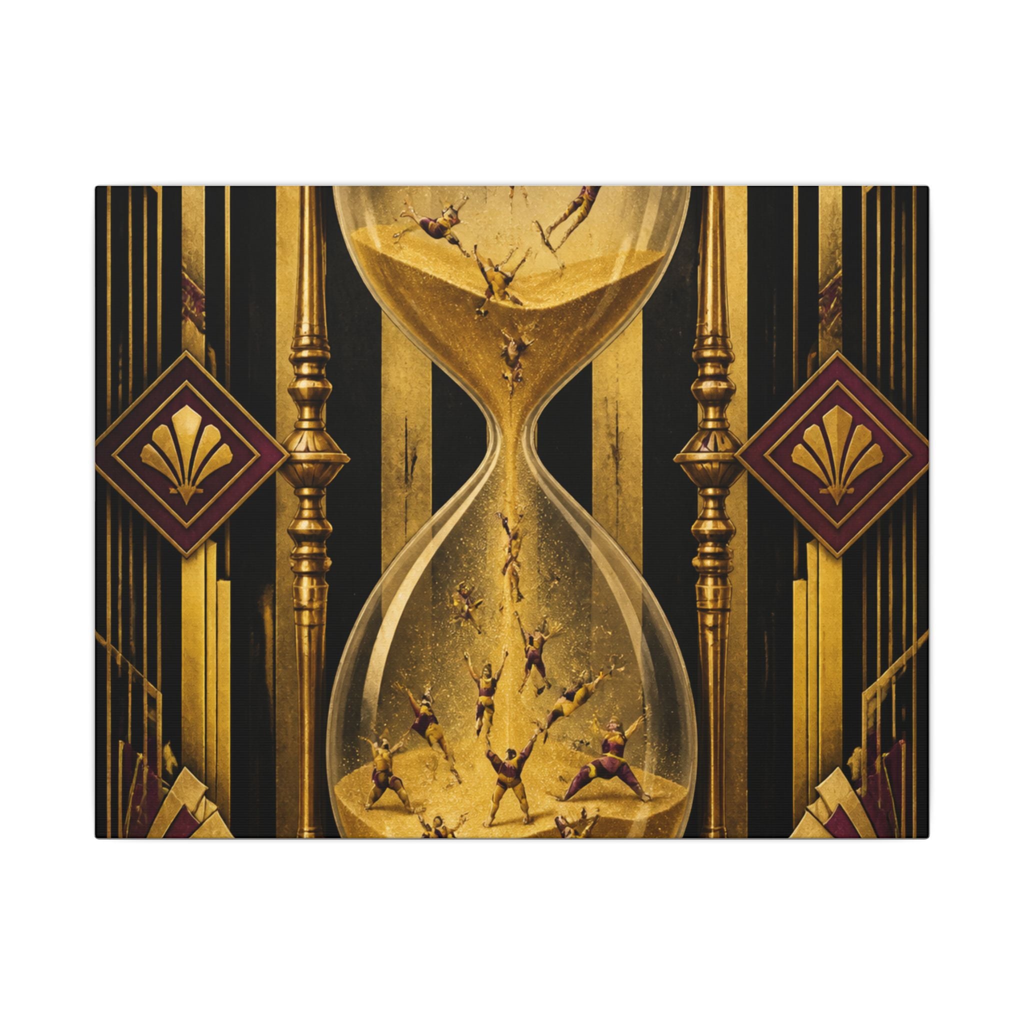 Hourglass Acrobats Wall Art Canvas 16×20 Art Deco Entryway Decor Maximalist Print