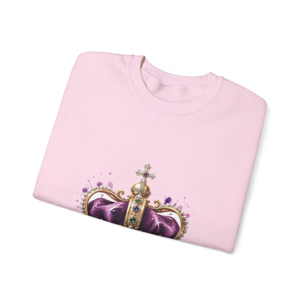 Matching Couple Sweatshirt - Crown & Shield Matching Couple Crewneck Sweatshirt Watercolor Art His Hers Engagement Gift - Design A