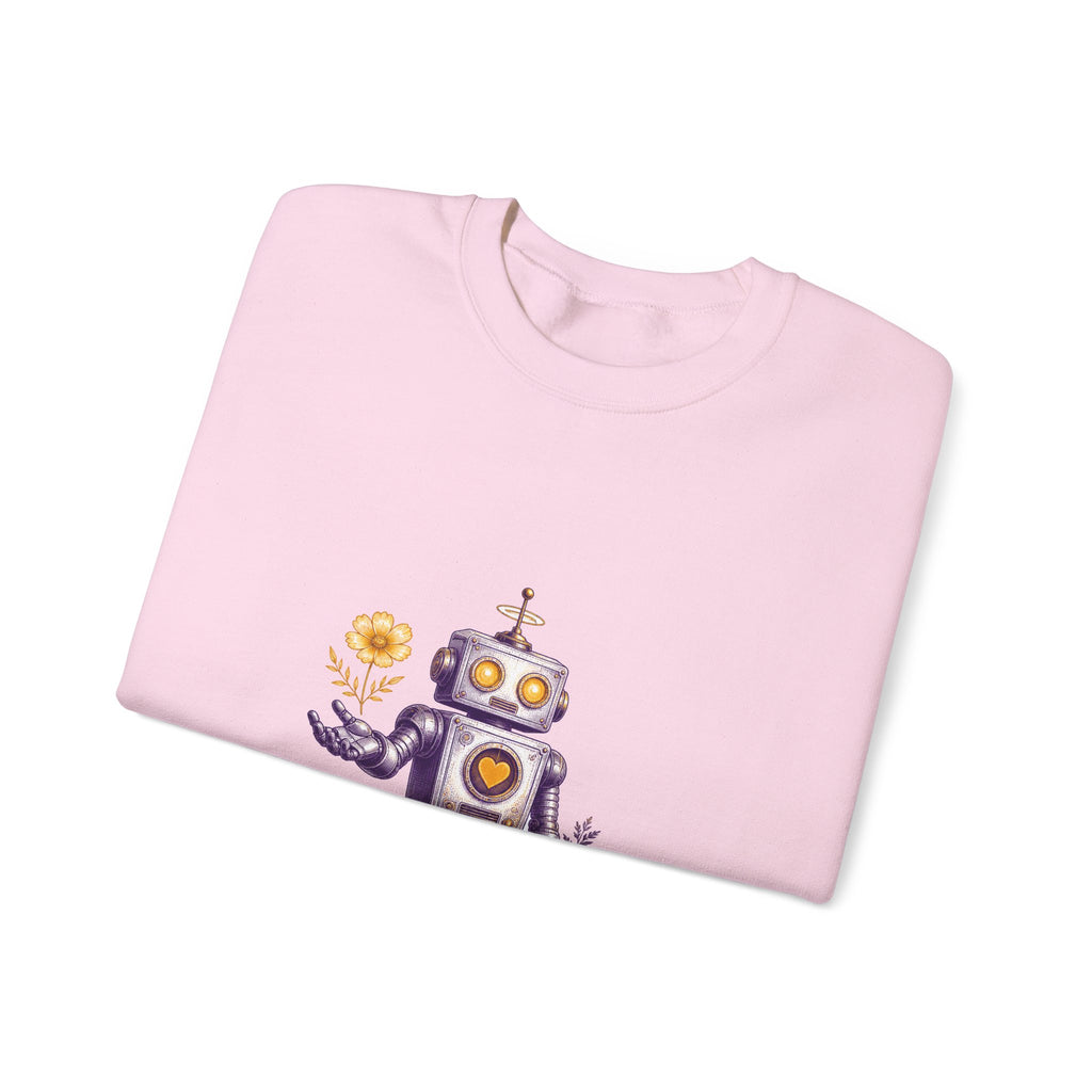 Matching Couple Sweatshirt - Robot & Heart Matching Couple Crewneck Sweatshirt Vintage Art His Hers Wedding Gift - Design A