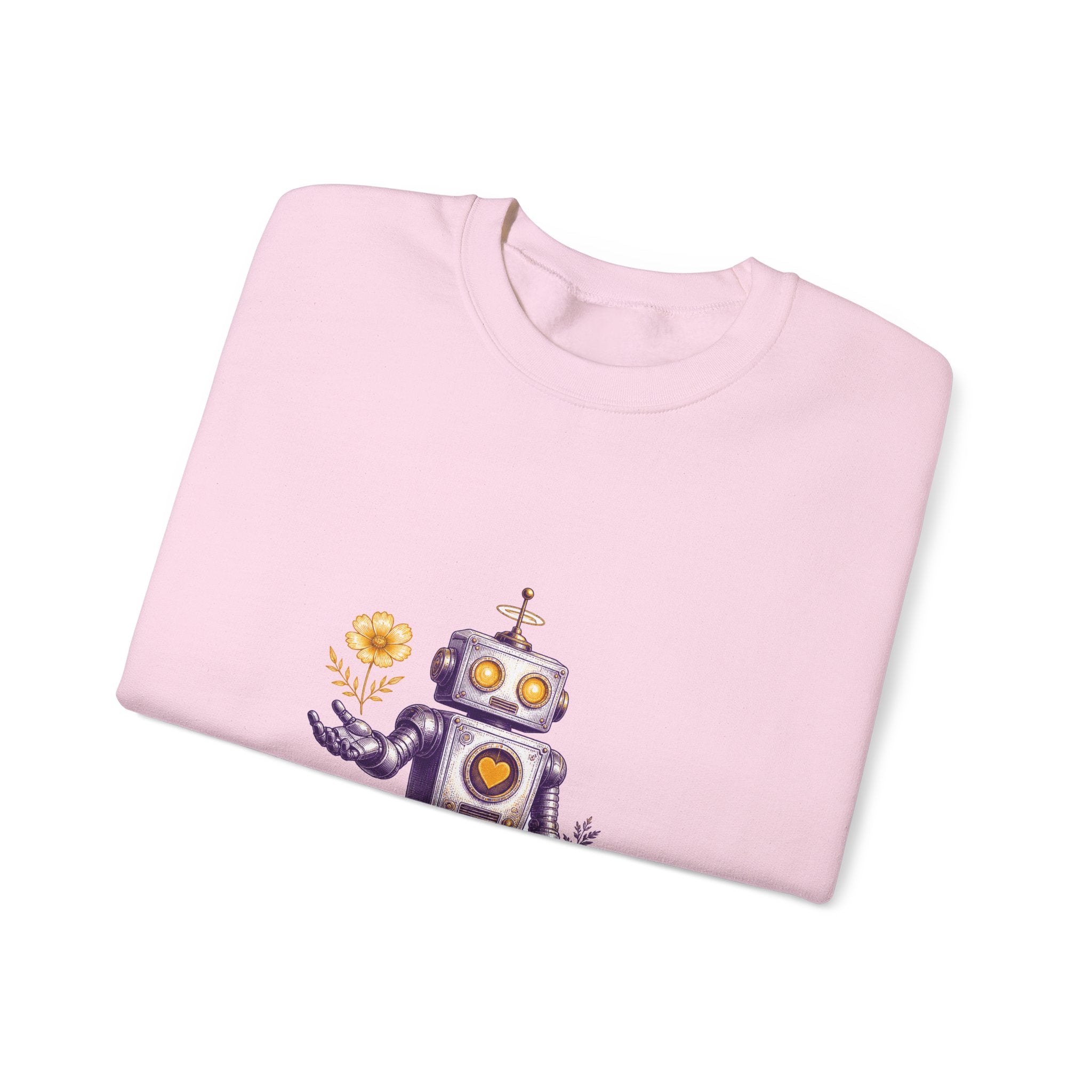 Matching Couple Sweatshirt - Robot & Heart Matching Couple Crewneck Sweatshirt Vintage Art His Hers Wedding Gift - Design A