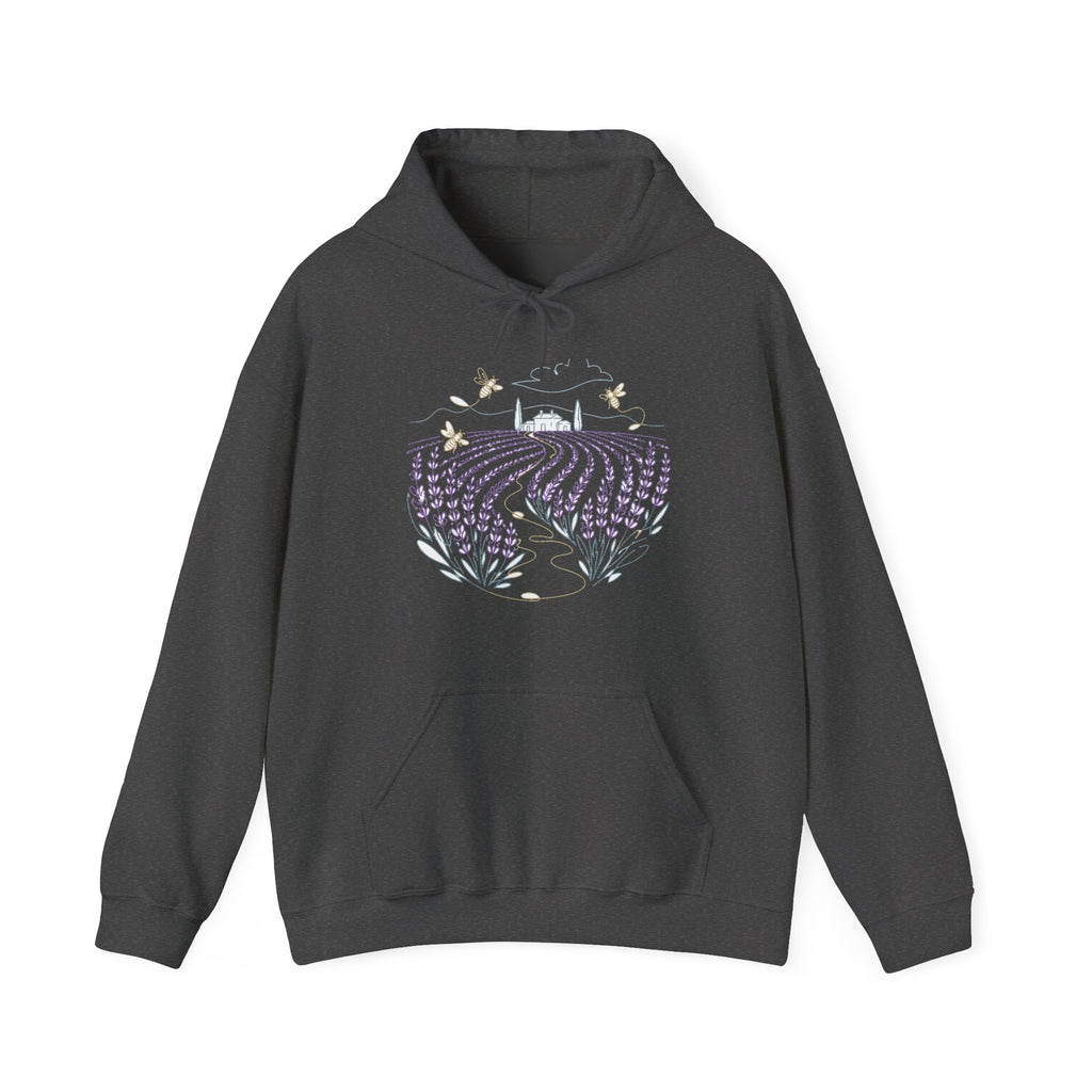 Matching Couple Sweatshirt - Lavender Fields & Canyon Matching Couple Hooded Sweatshirt Minimalist Art His Hers Valentine Gift - Design A