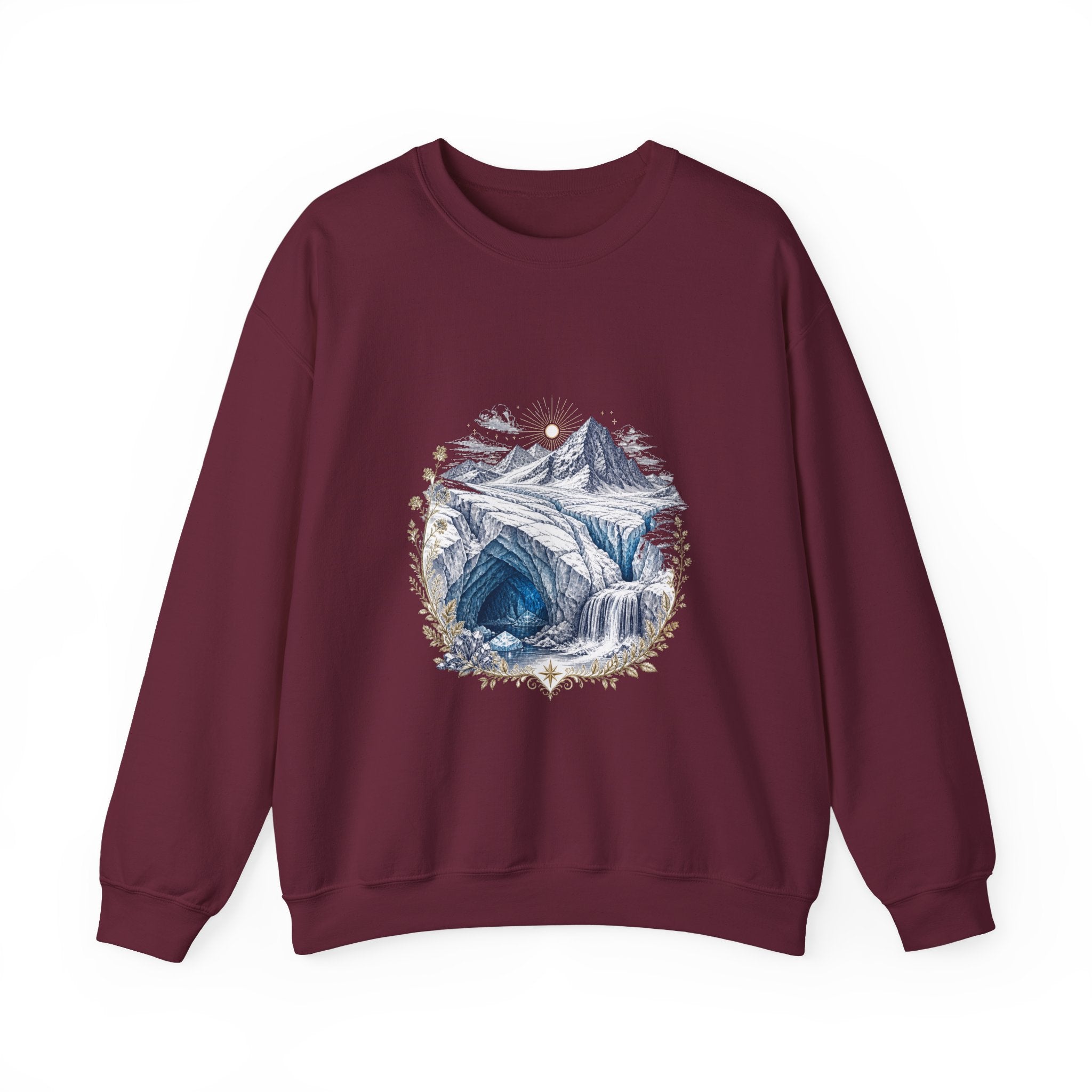 Matching Couple Sweatshirt - Volcano & Glacier Matching Couple Comfort Colors Crew Vintage Art His Hers Honeymoon Gift - Design B