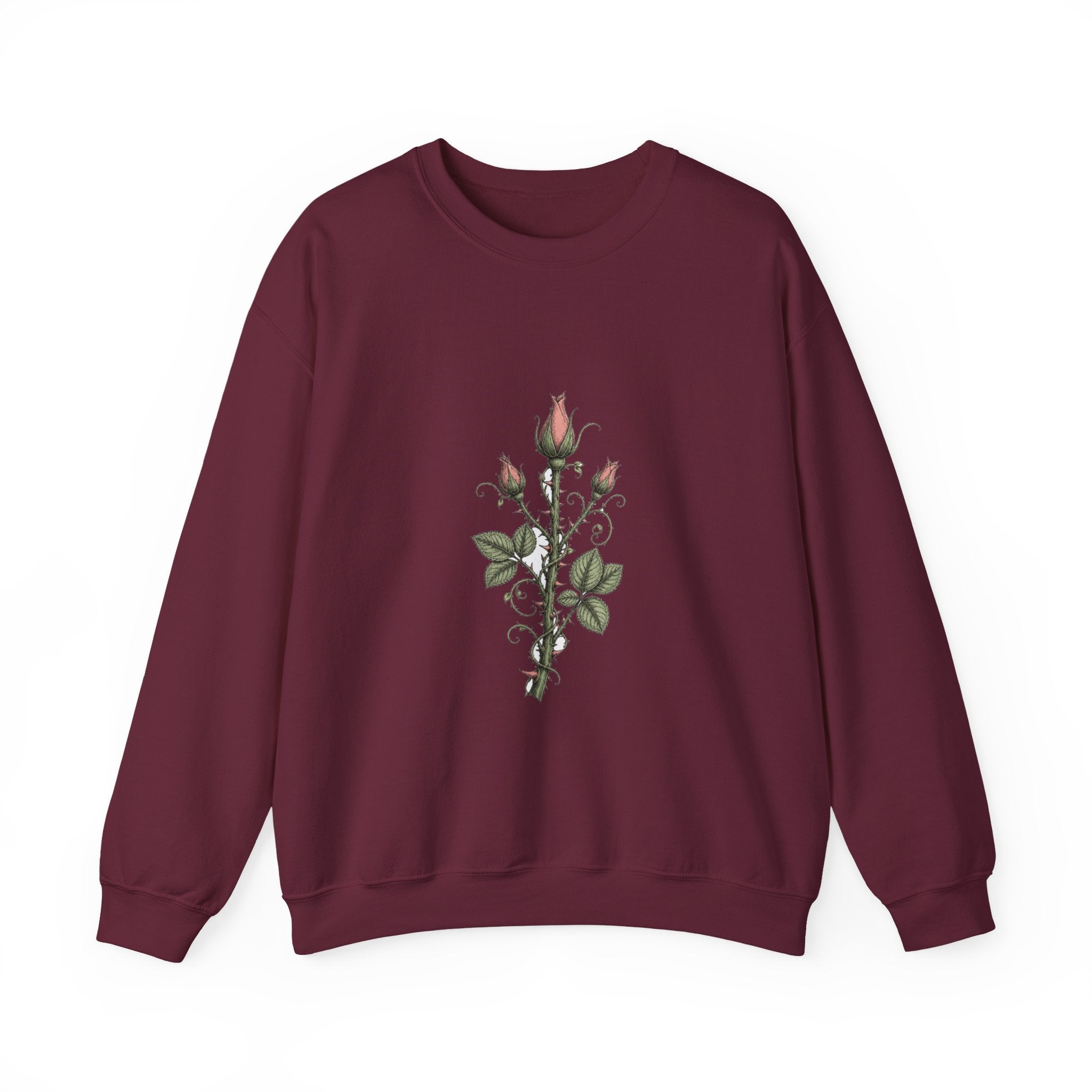 Matching Couple Sweatshirt - Rose & Thorn Matching Couple Comfort Colors Crew Hand-Drawn Art His Hers Anniversary Gift - Design B