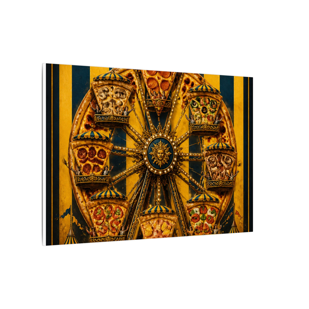 Pizza Ferris Wheel Wall Art Canvas 16×20 Baroque Home Office Decor Maximalist Print