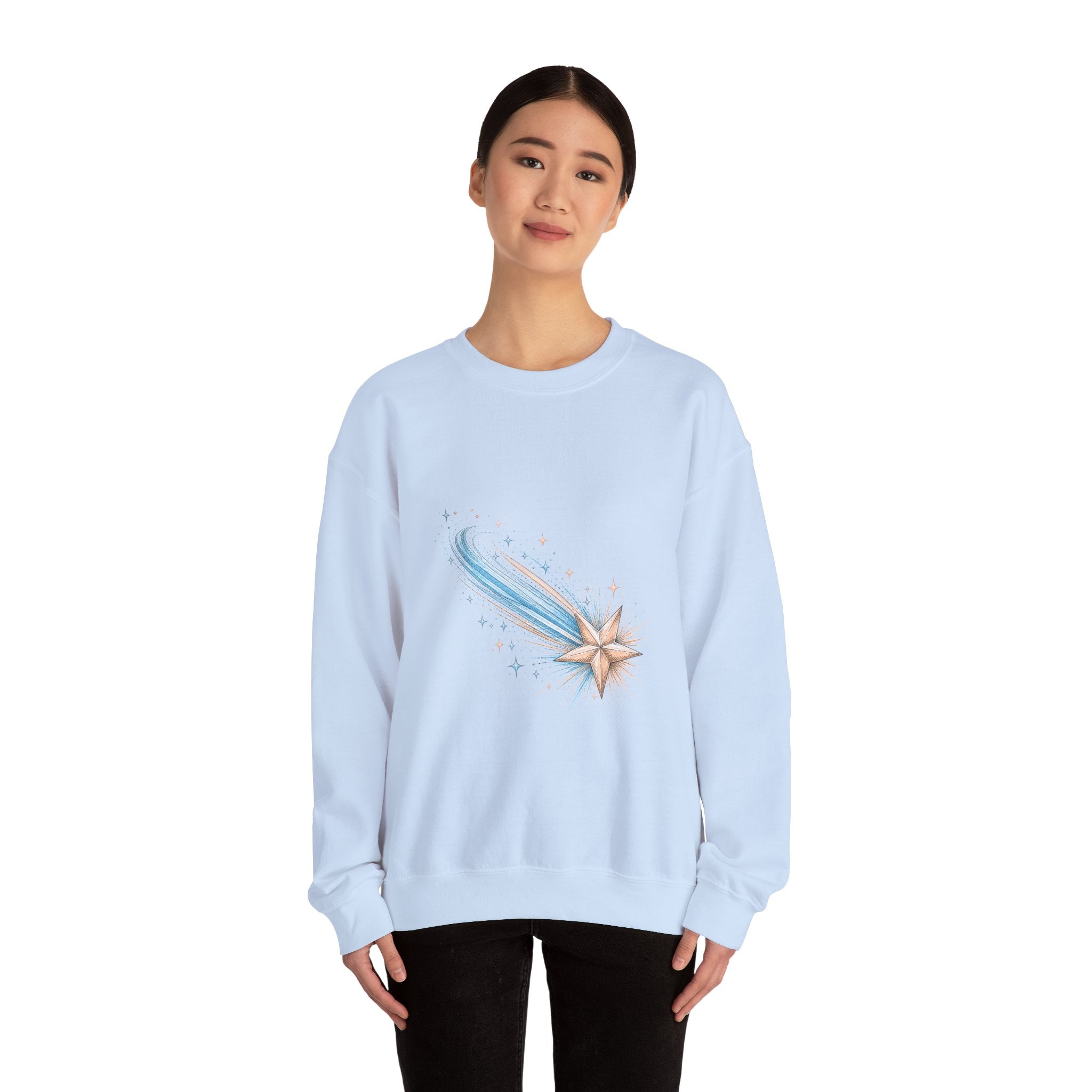 Matching Couple Sweatshirt - Shooting Star & North Star Matching Couple Premium Fleece Sweatshirt Hand-Drawn Art His Hers Anniversary Gift - Design A