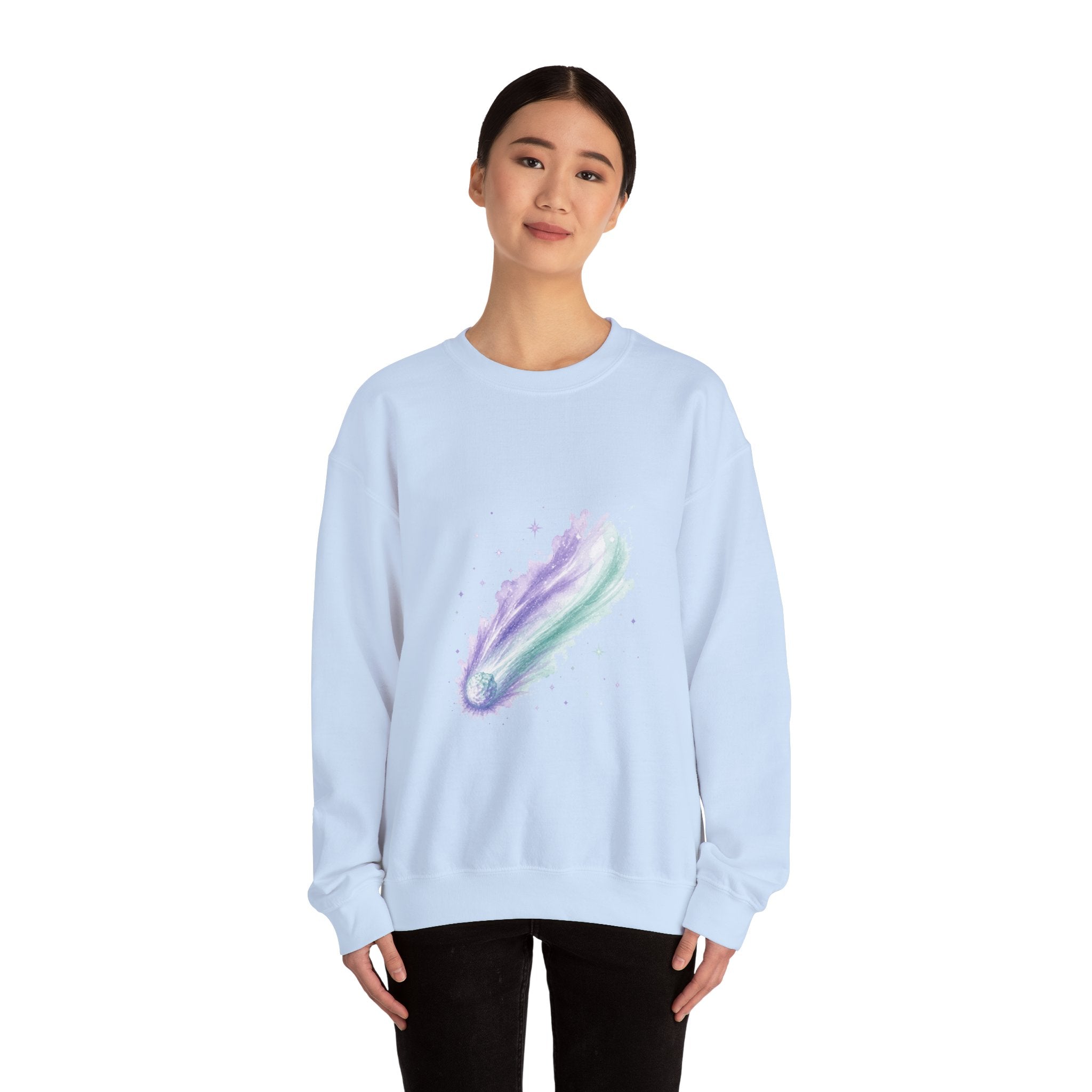Matching Couple Sweatshirt - Comet & Asteroid Matching Couple Premium Fleece Sweatshirt Watercolor Art His Hers Birthday Gift - Design A