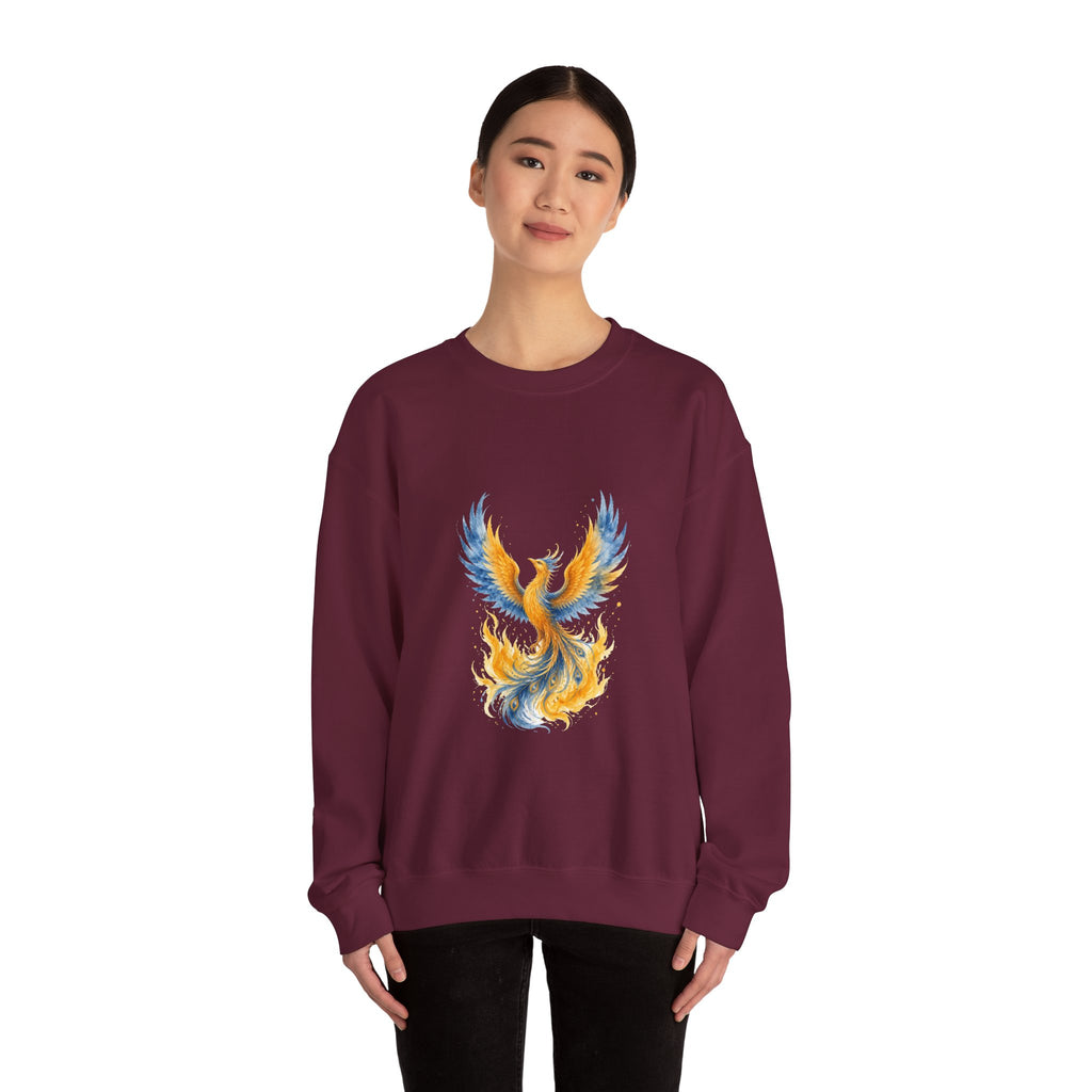 Matching Couple Sweatshirt - Dragon & Phoenix Matching Couple Comfort Colors Crew Watercolor Art His Hers Birthday Gift - Design B